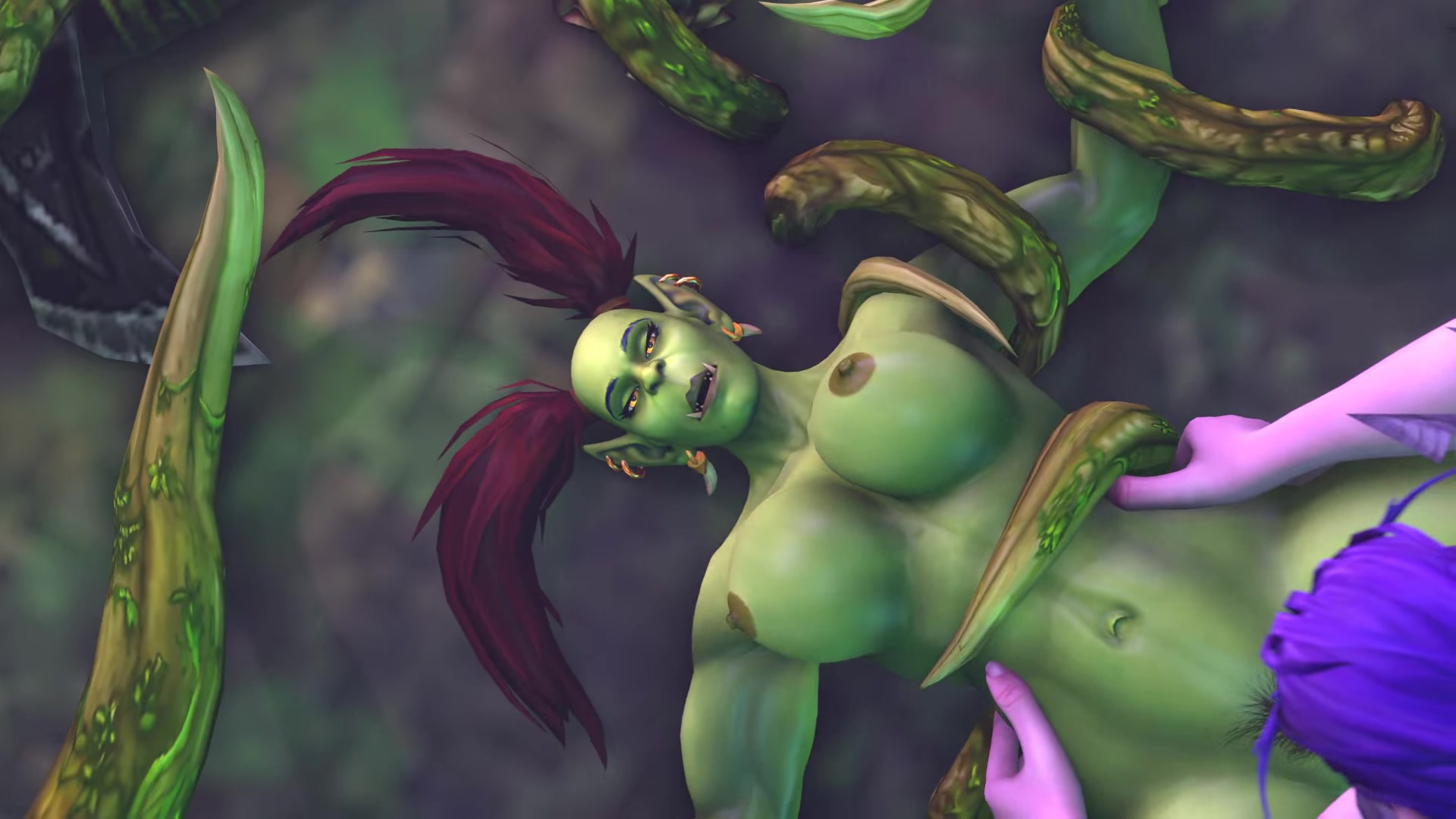 Orc entangled & pounded by futa night elf