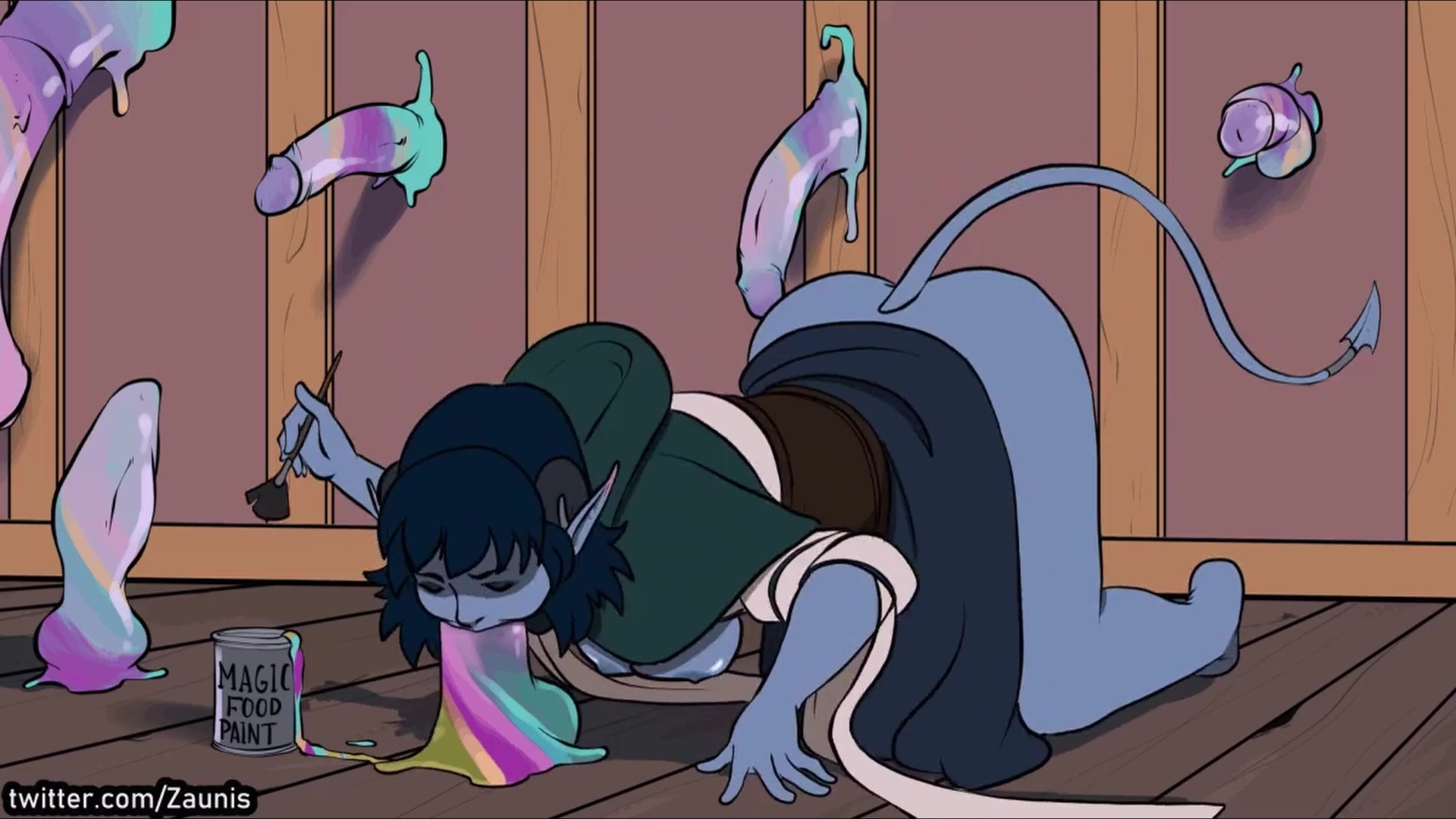 道化師の魔法の食べ物ペイント段階的な順序