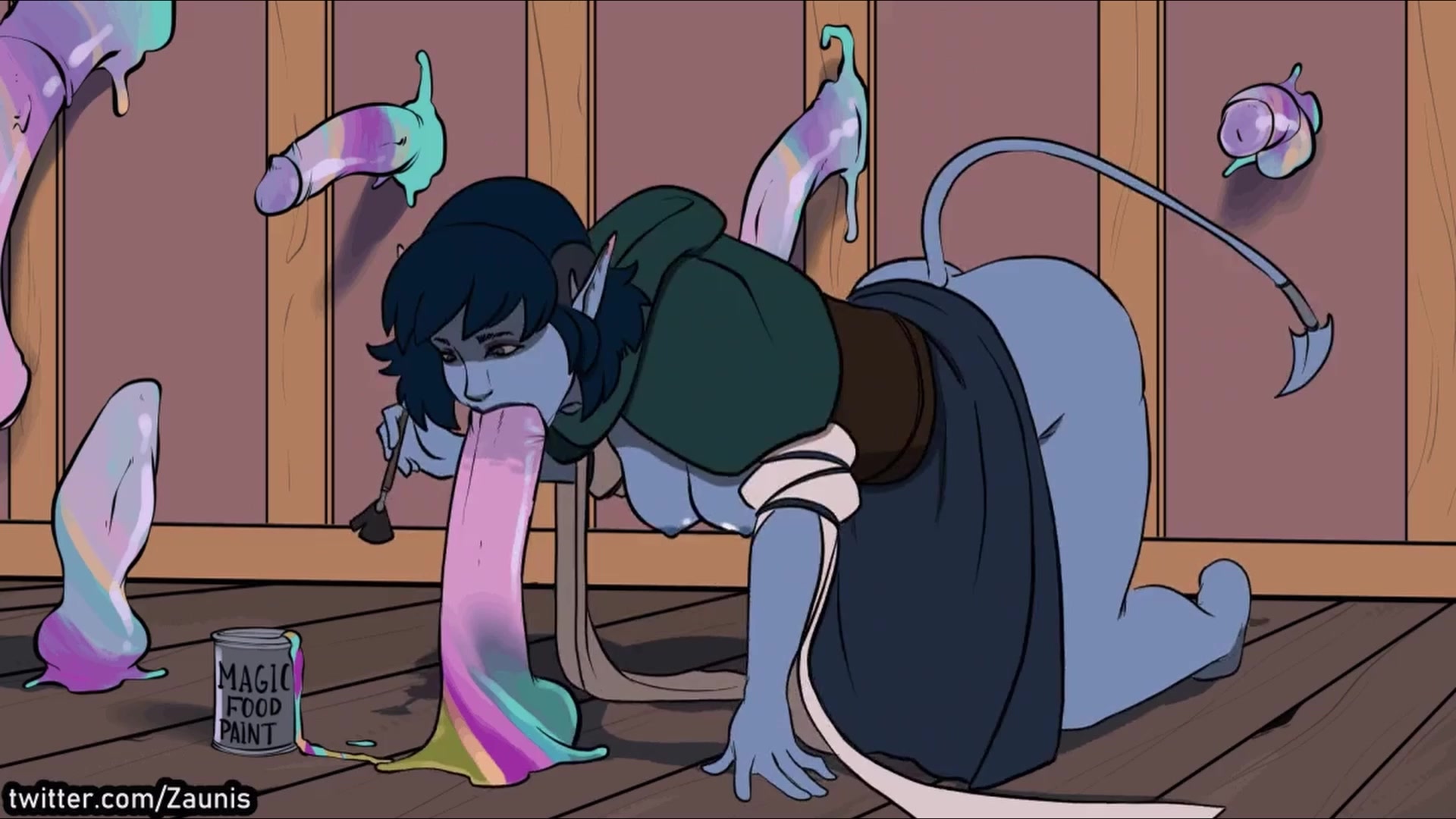 Magische essbare farbe des narren: futanari-schulmädchen von zaunis...