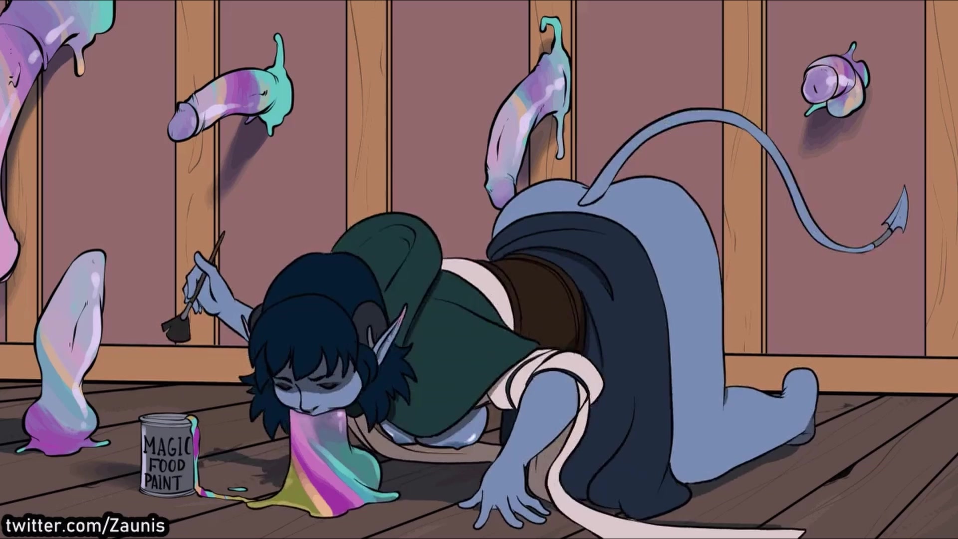 магическая пищевая краска шута: щупальце футанари школьница эччи