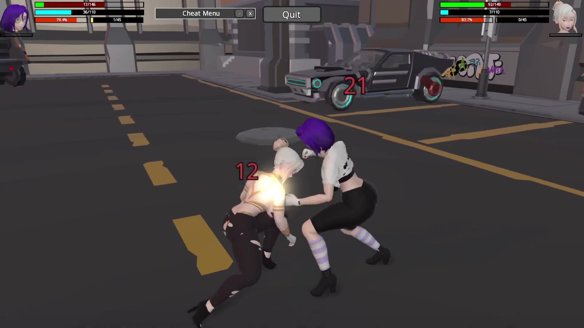 Luta de rua futanari com tentáculos de colegial