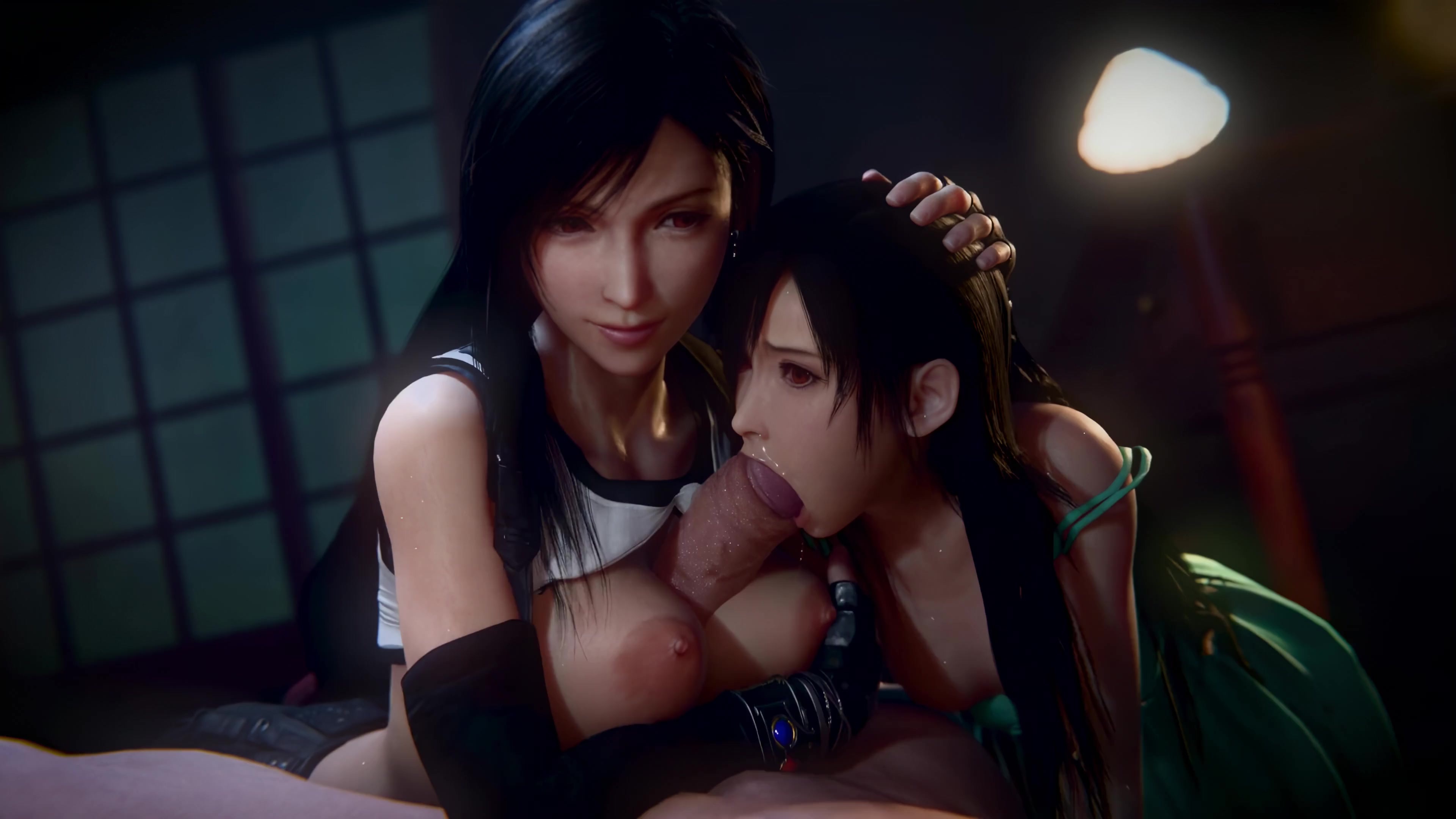Tifa and tifa in steamy blowjob action