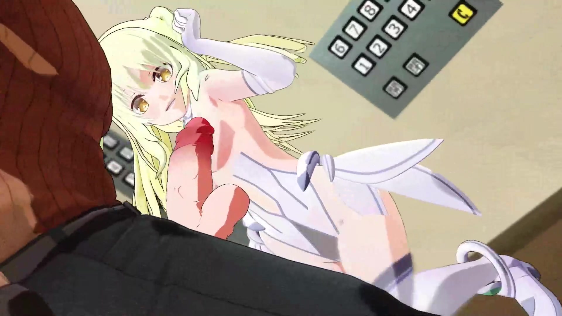 Colegial futanari chutada nos testículos no elevador