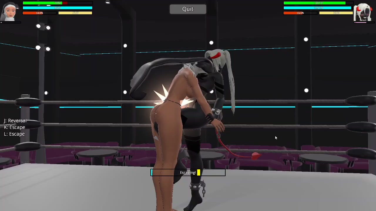 злая суккуб сражается с монахиней в футанари-тентакль эччи-битве