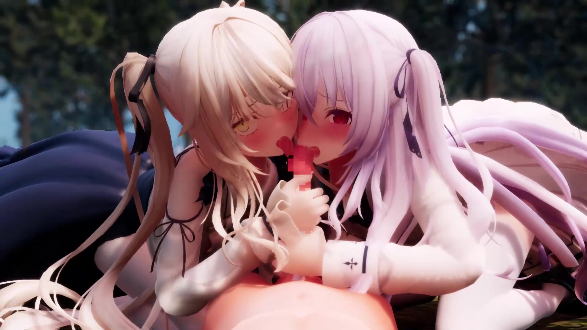 озорной двойной минет с половинками косичек