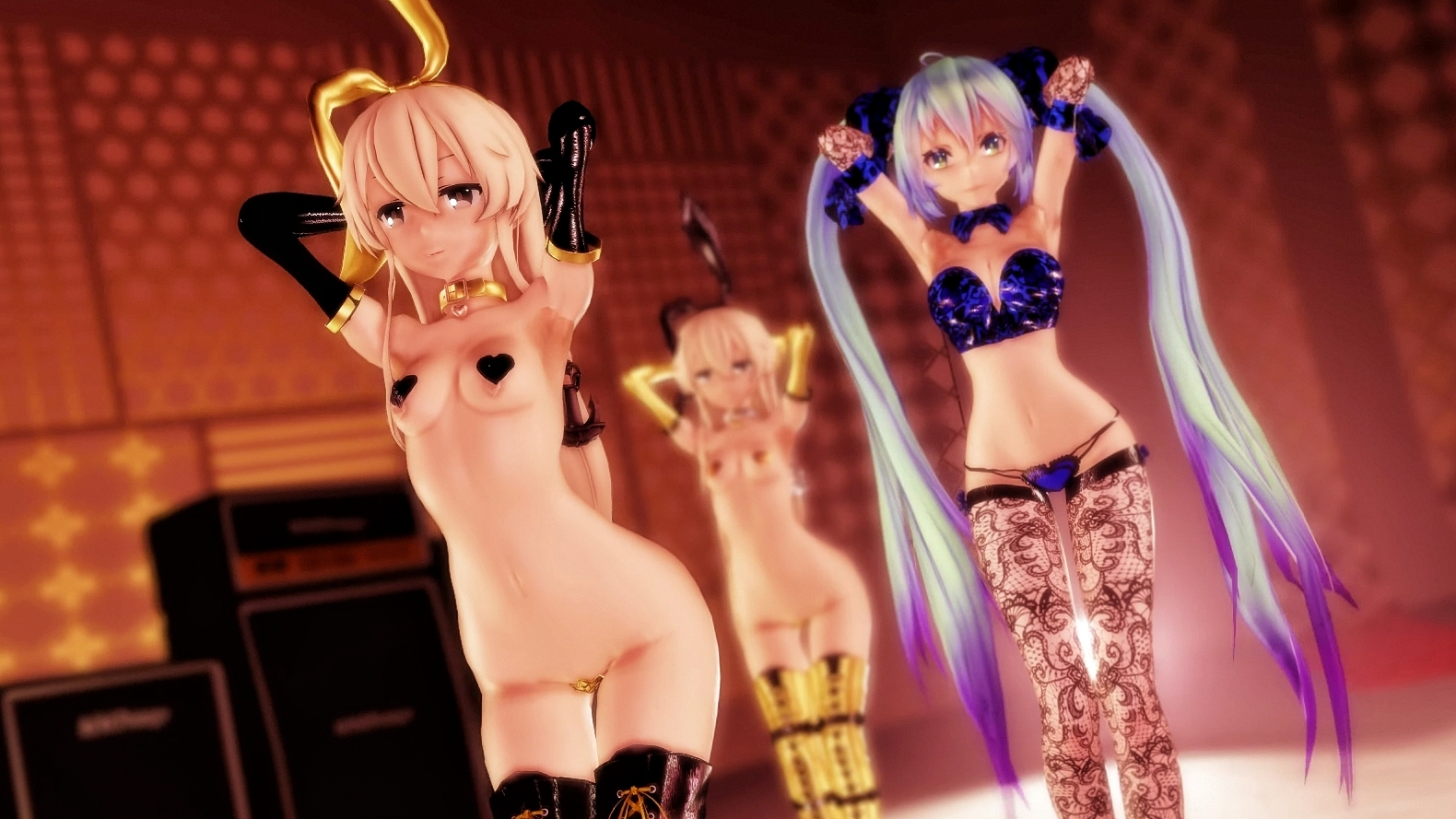 Mmd r15 岛风x2 与初音镜子色情扶她触手