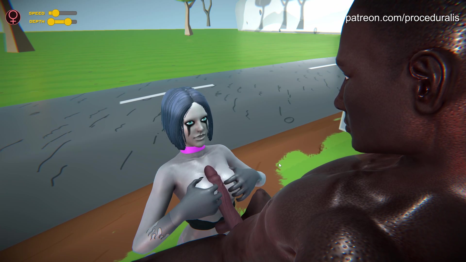 горячая школьница-футанари с щупальцами на поле боя