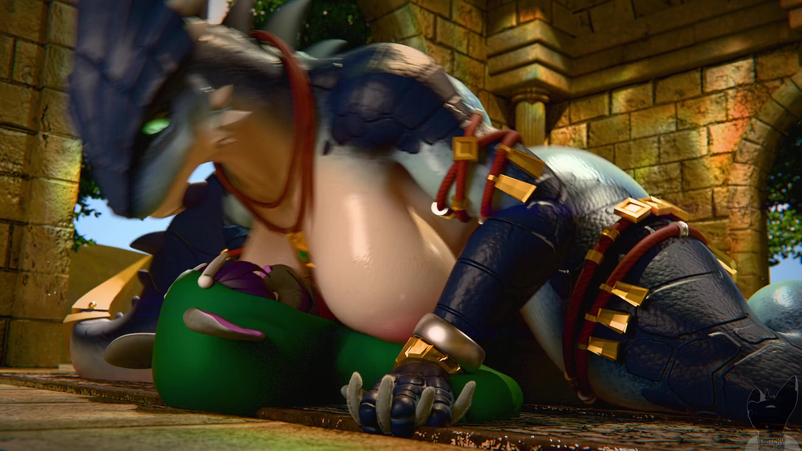 Sexy lizardgirl cowgirl ride