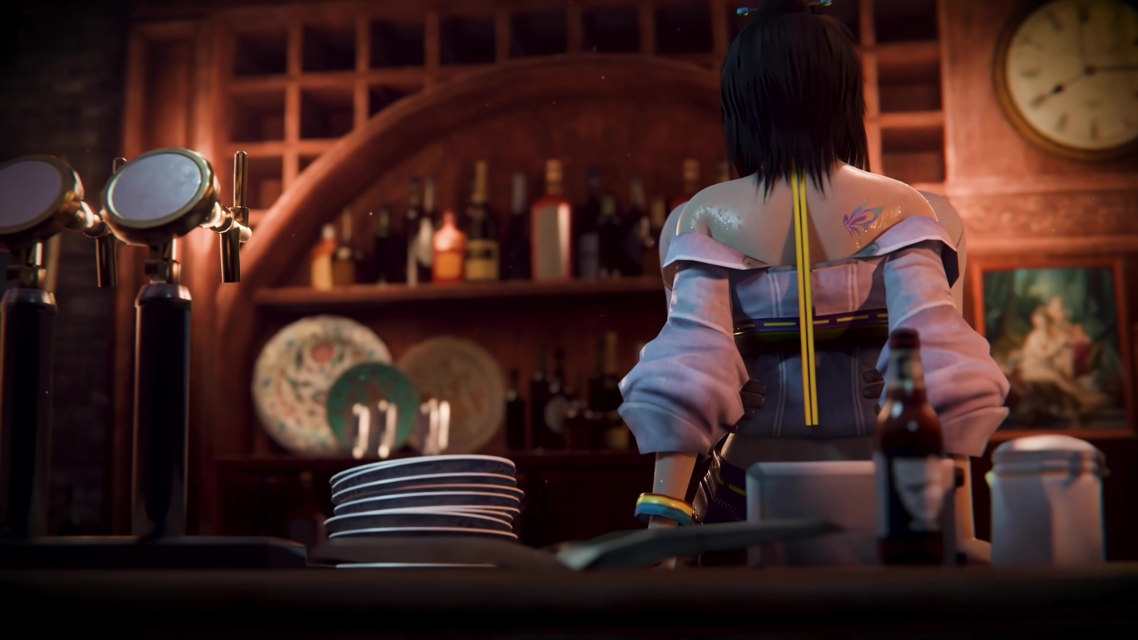 стоящая футанари-школьница с щупальцами