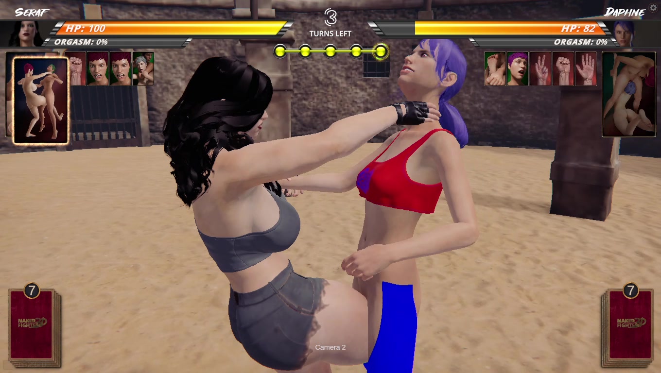 سيراف ضد دافني في مقاتلة 3d عارية