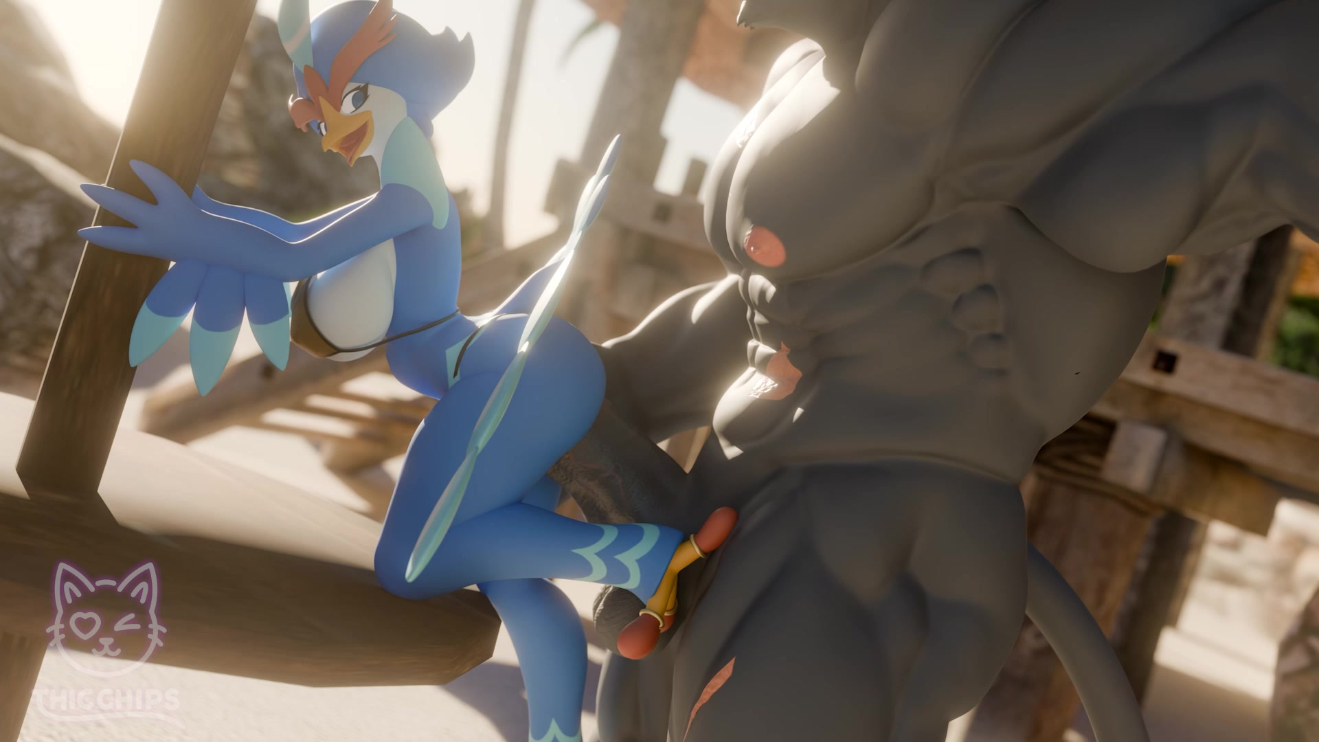 Estudante futa com tentáculos na praia