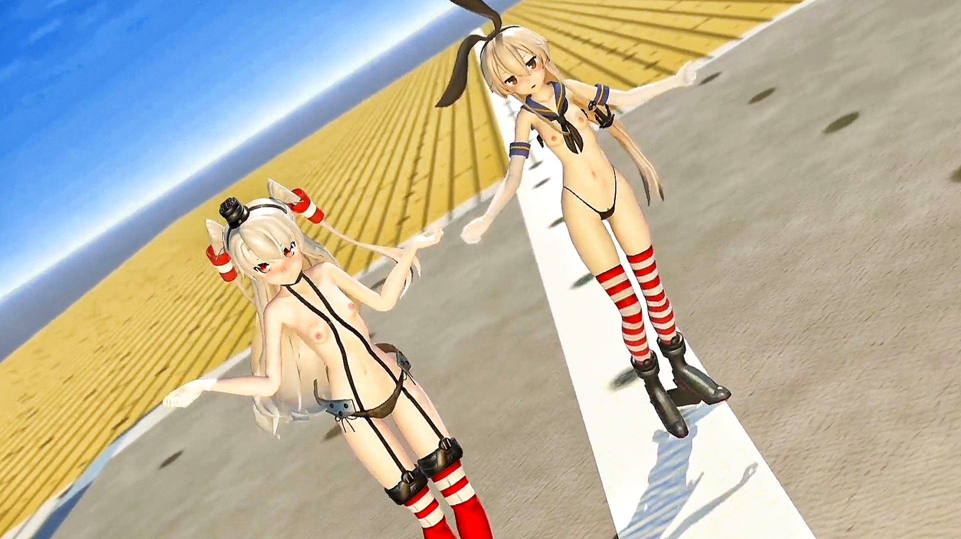 Shimakaze & amatsukaze futanari tentakel-mmd
