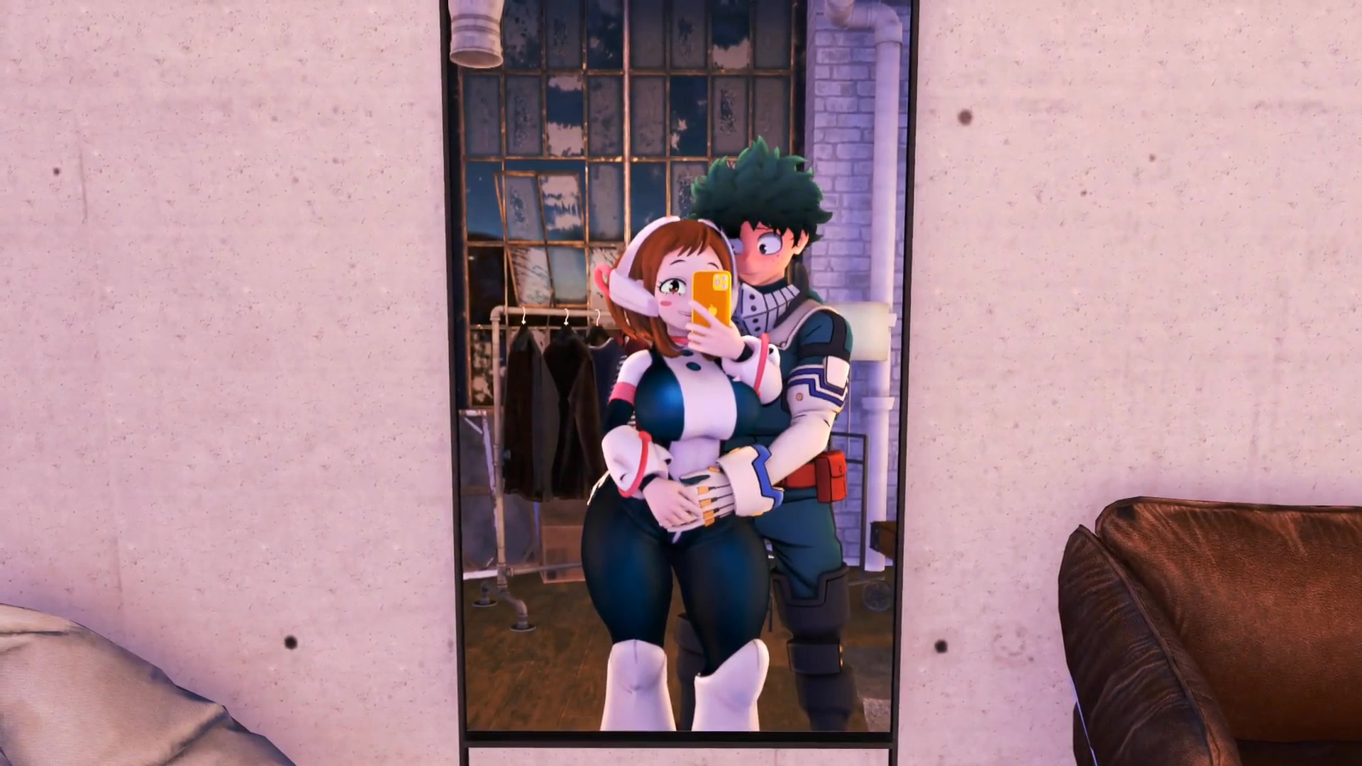 Deku et uraraka liés érotique tentacule futanari lycéenne