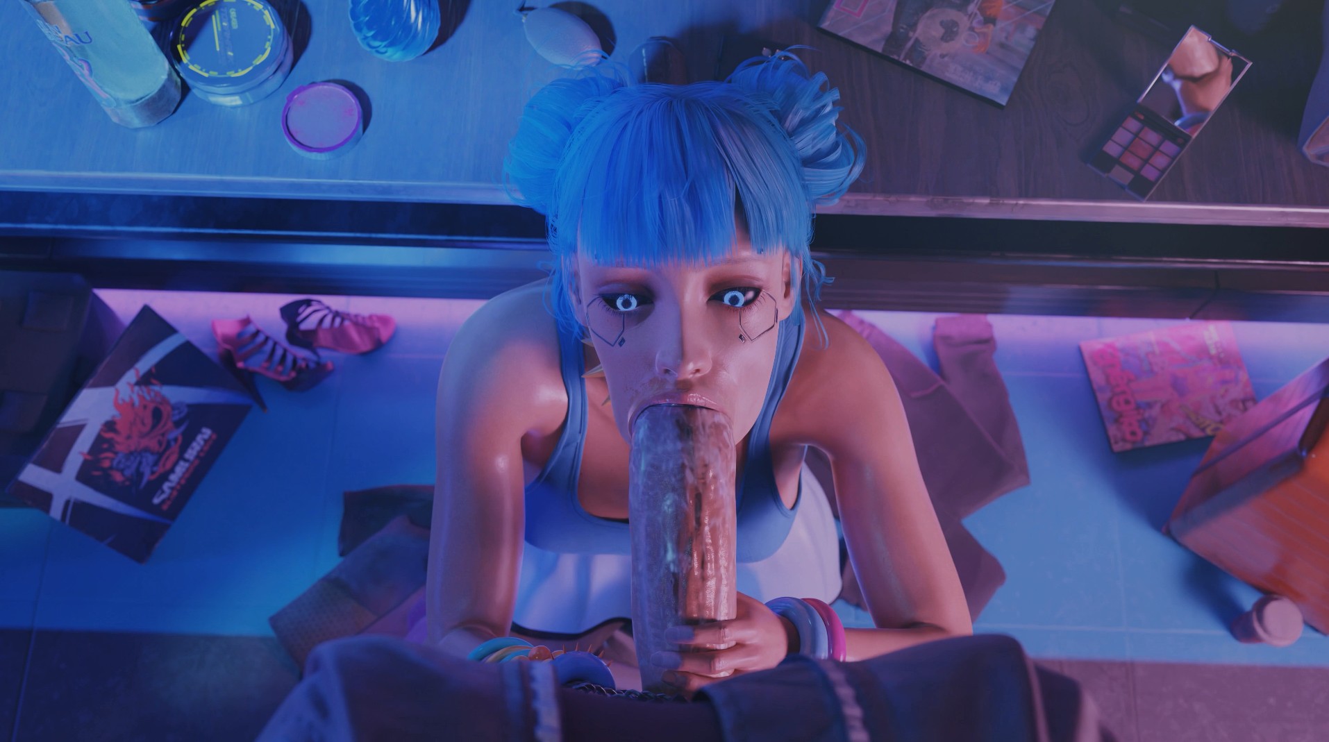 Fellation cyberpunk bluemoon en 4k60fps