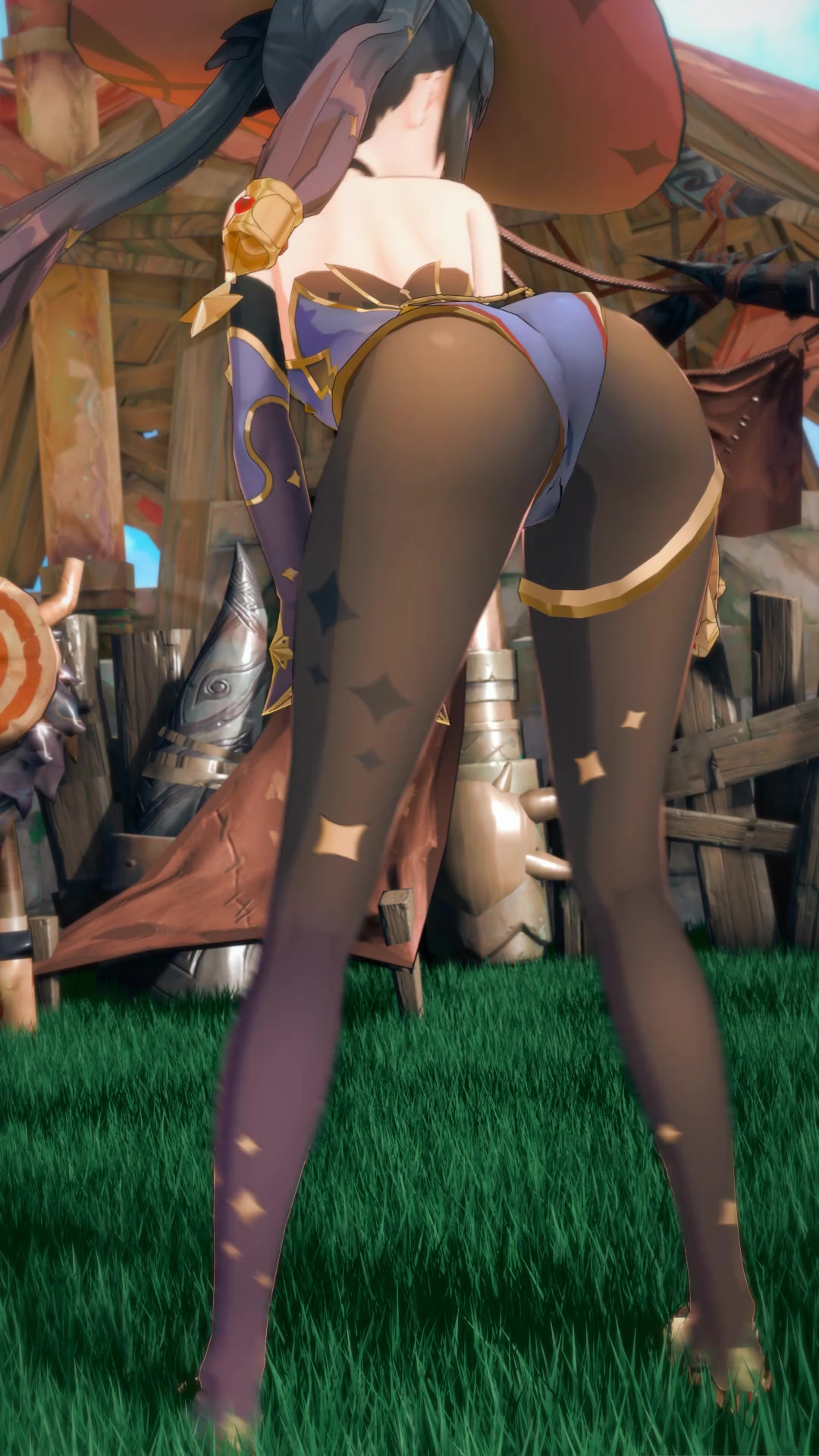 Mona shaking her ass while standing