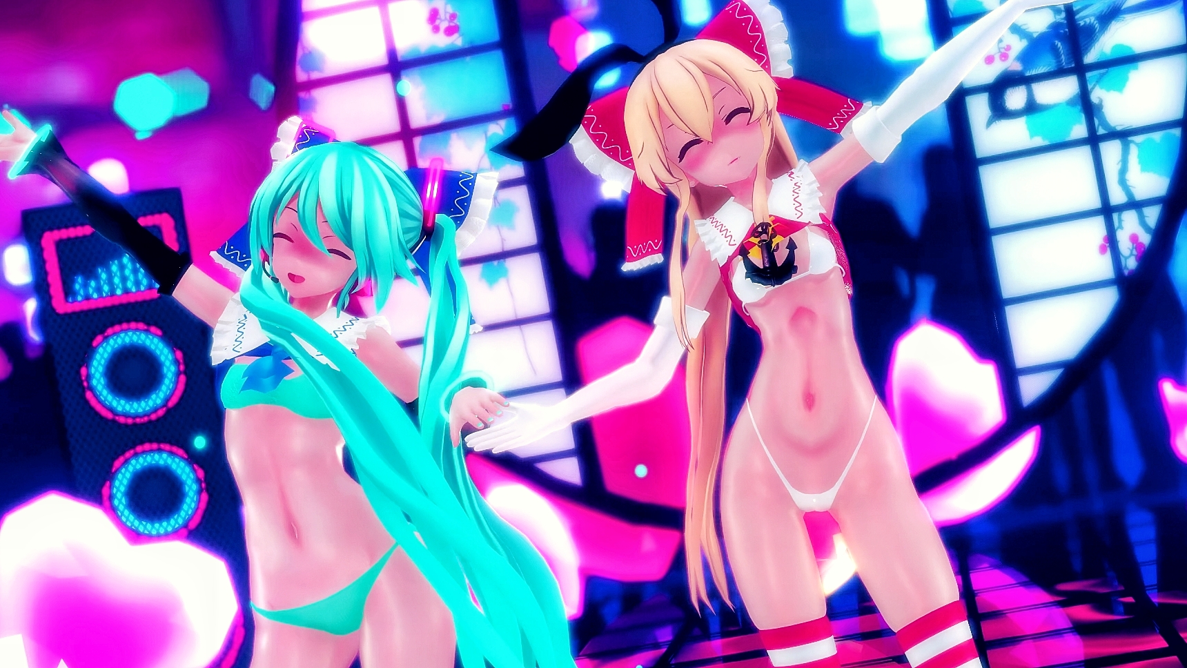 島風とミク ビバハピ mmd r15 ハムセルビッシュ