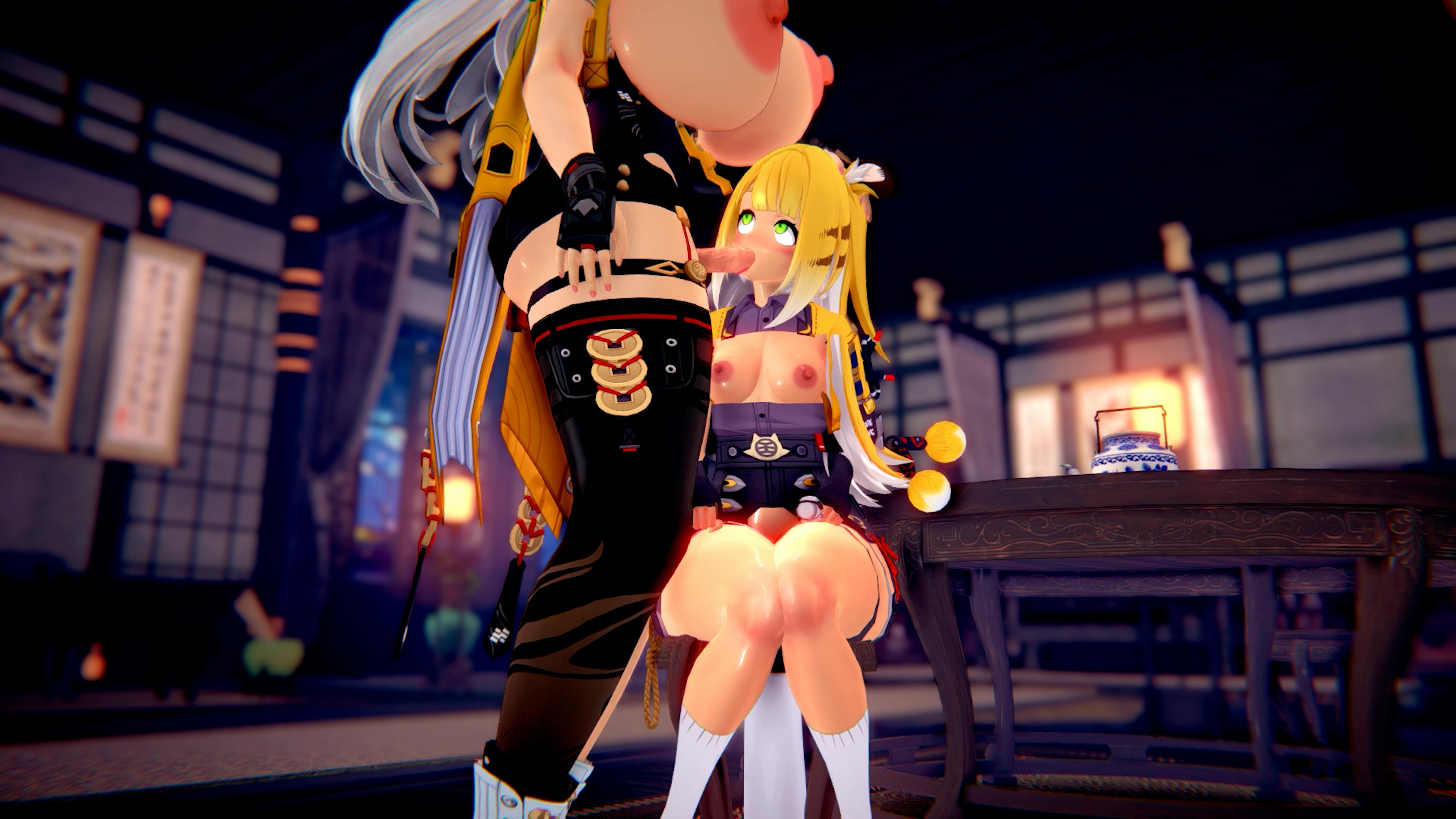 ジュ・フフはマリタンの前でシフをフェラする