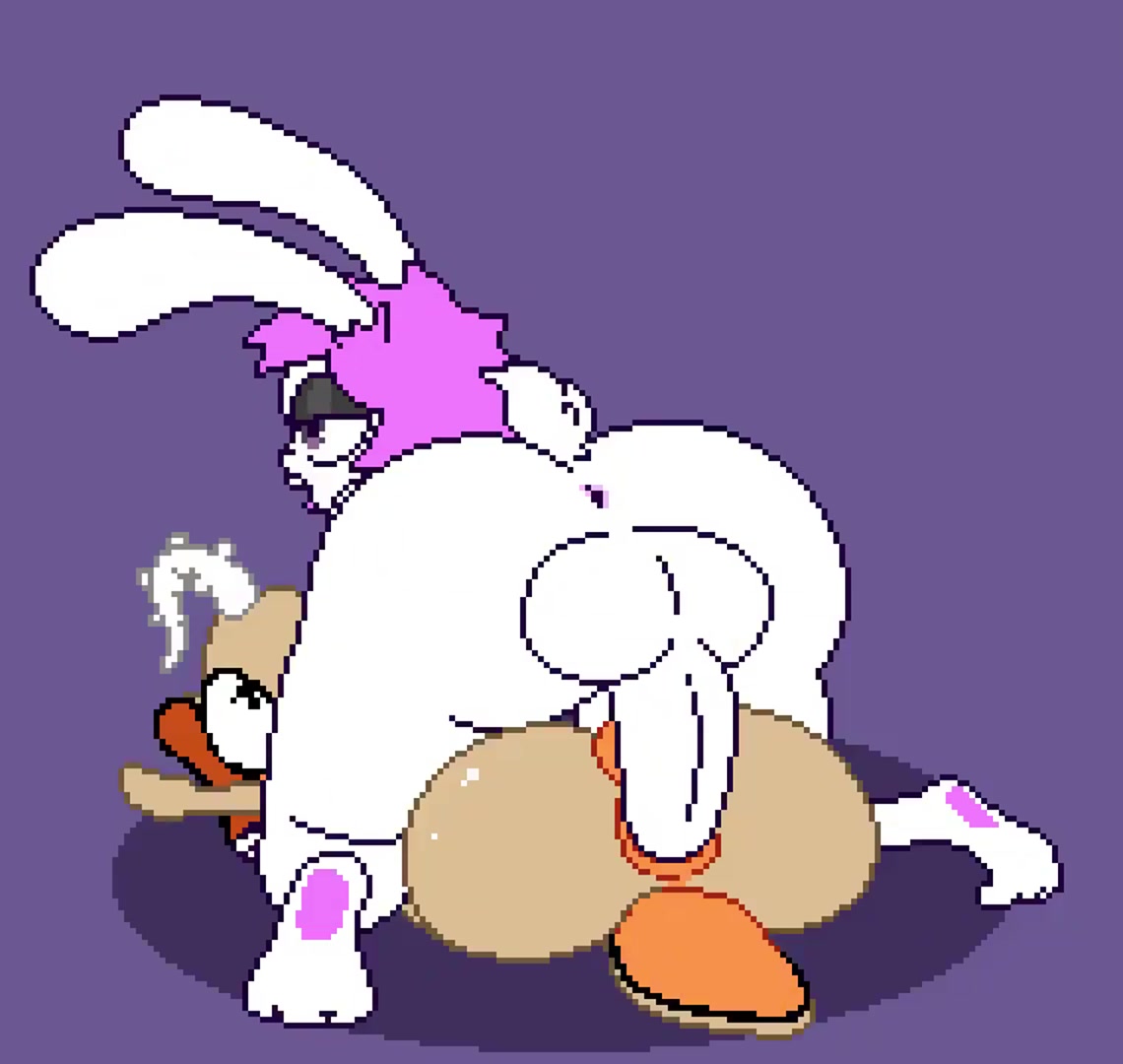 Hot bunny futanari girl gets huge cumload