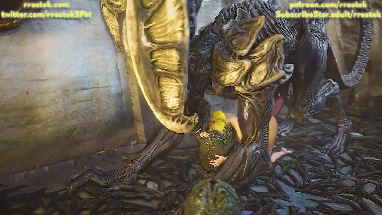 Samus aran von einem massiven xenomorph-schwanz vergewaltigt