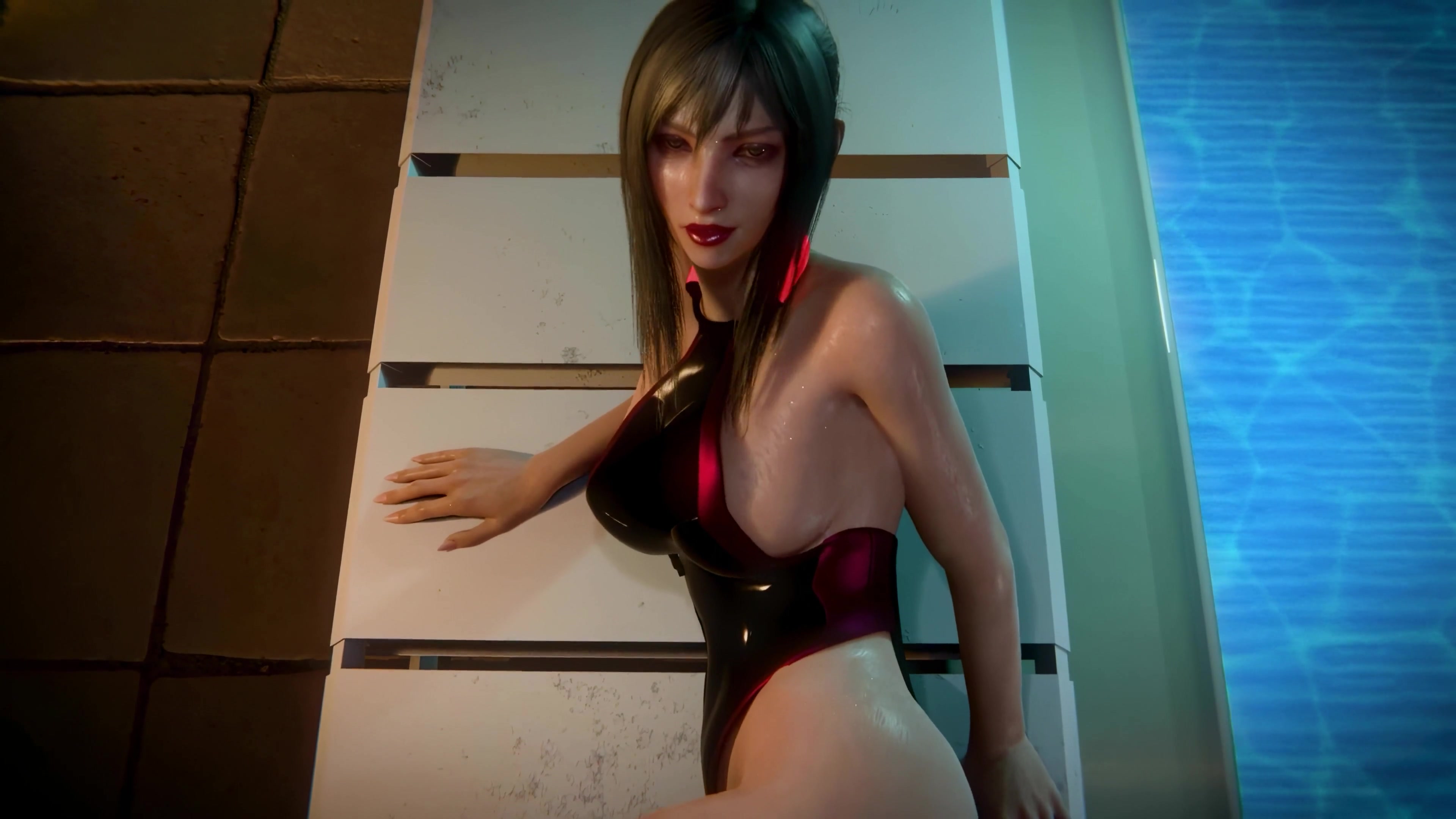Long aranea poolside