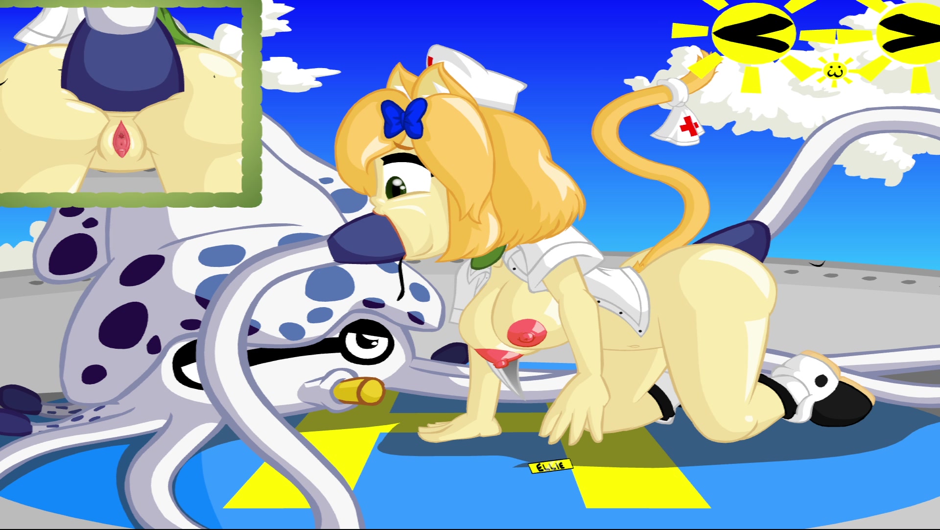 Colegiala futanari con tentáculos rock candy gooper blooper