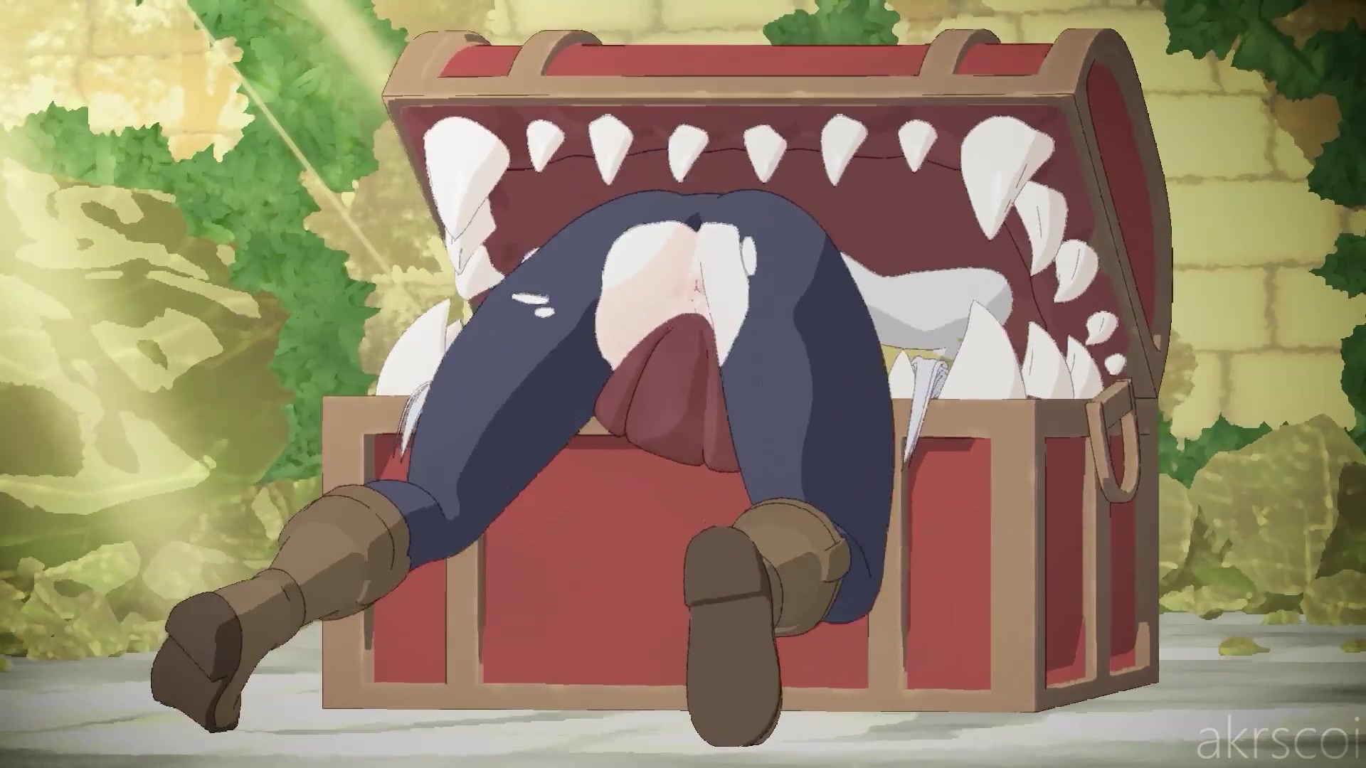 эротическое испытание фрирен в образе футанари-школьницы с щупальцами