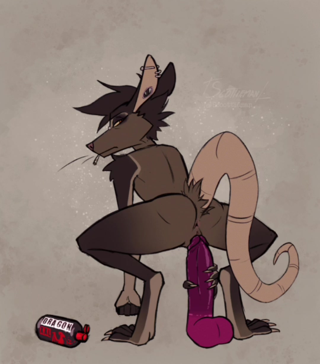 Frech rattenmädchen reizt mit dildo