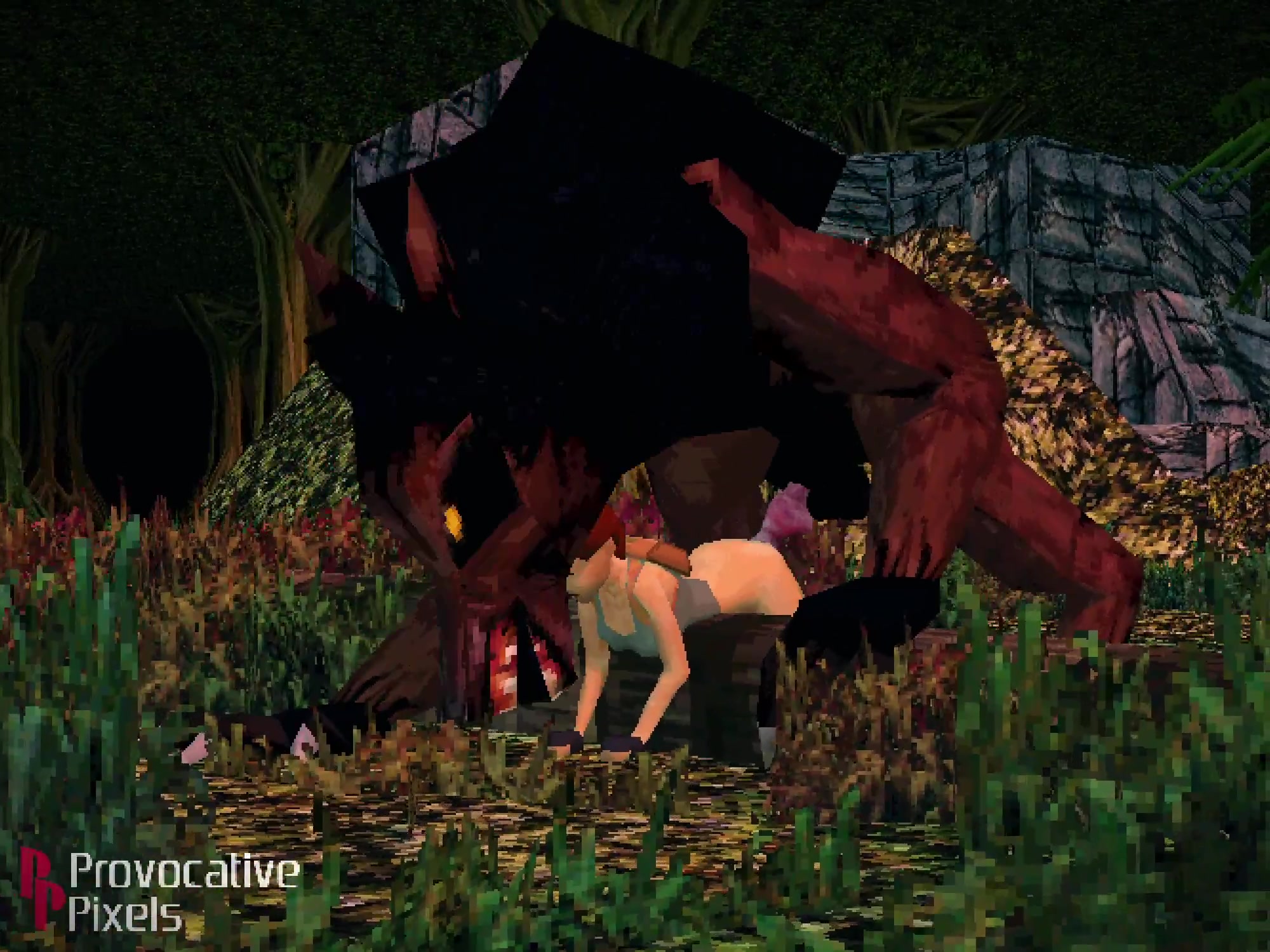 ジャングルで触手フタ女子校生のエッチな遭遇