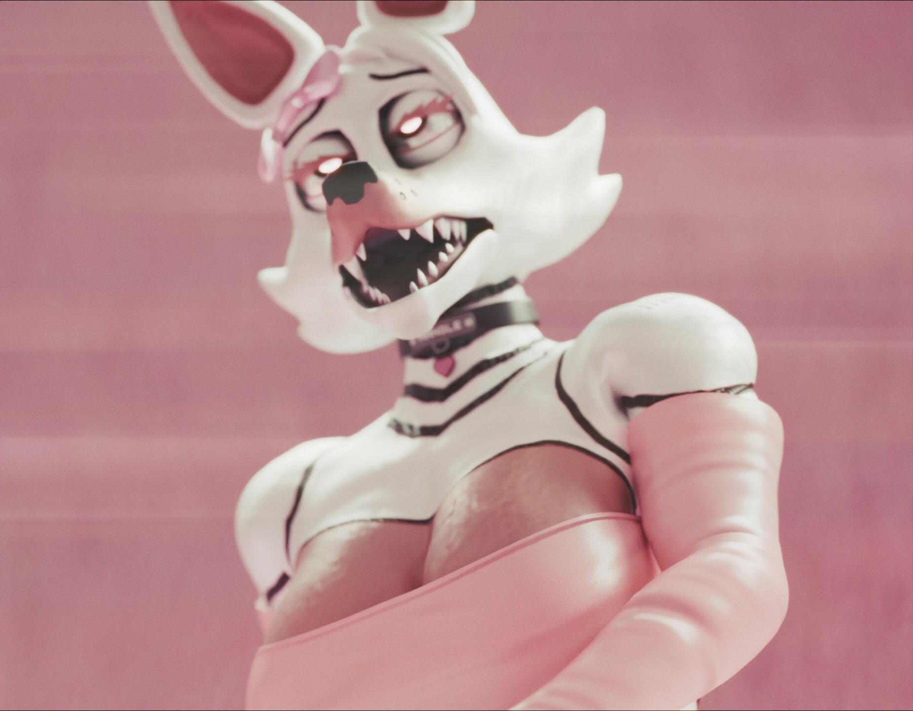 गुलाबी फर बुरी तरह क्षतिग्रस्त