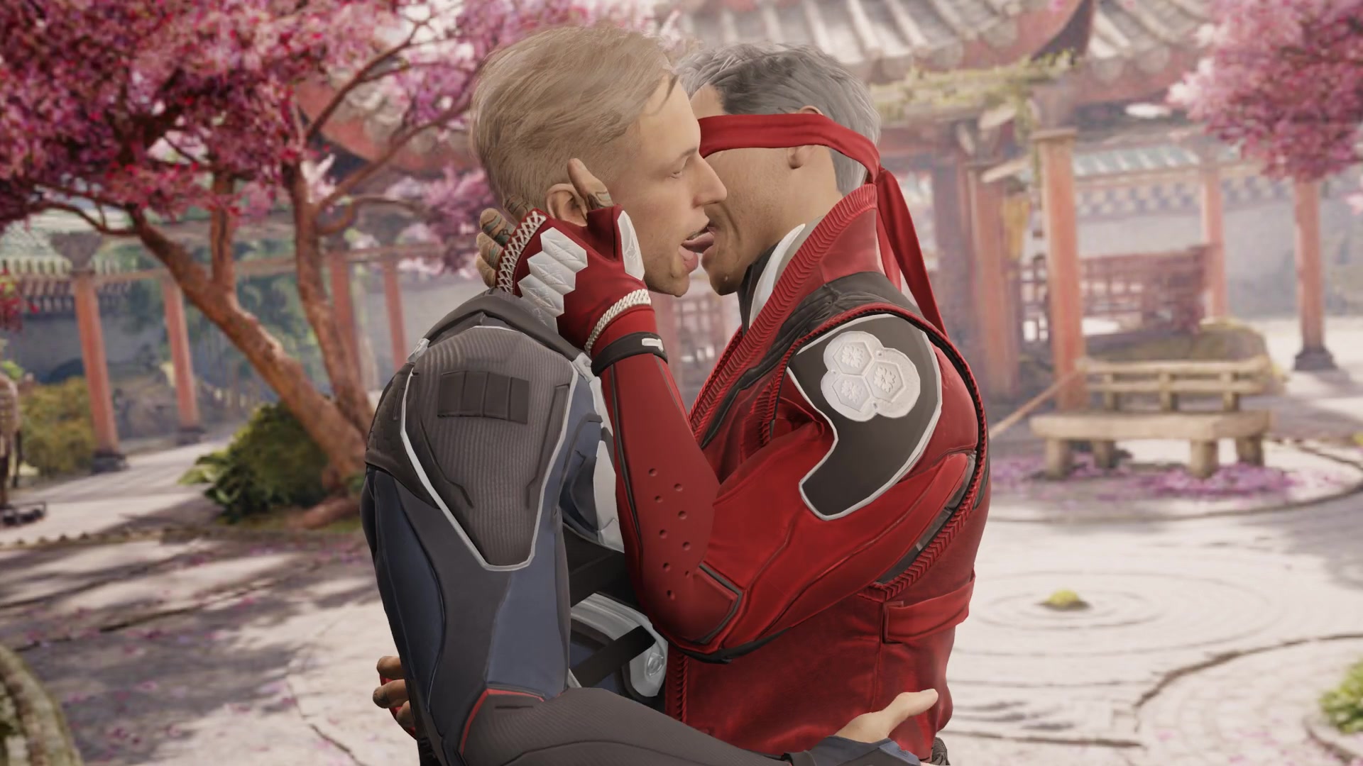 Kenshi cage, baiser langoureux, futanari érotique