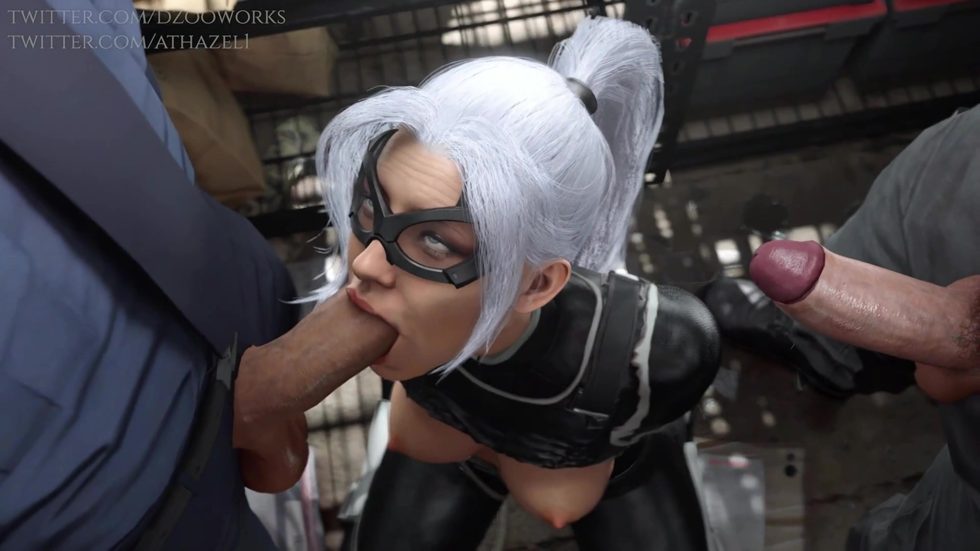 फैशनेबल काली बिल्ली धीमी चाल