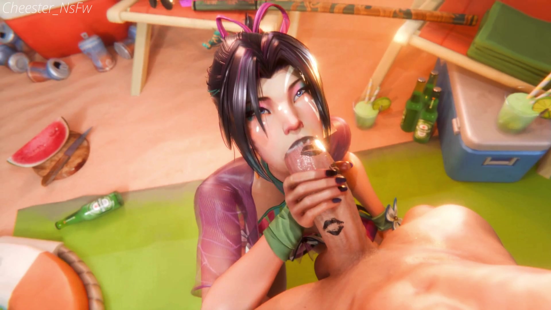 الجنس الفموي لسايلوك على الشاطئ