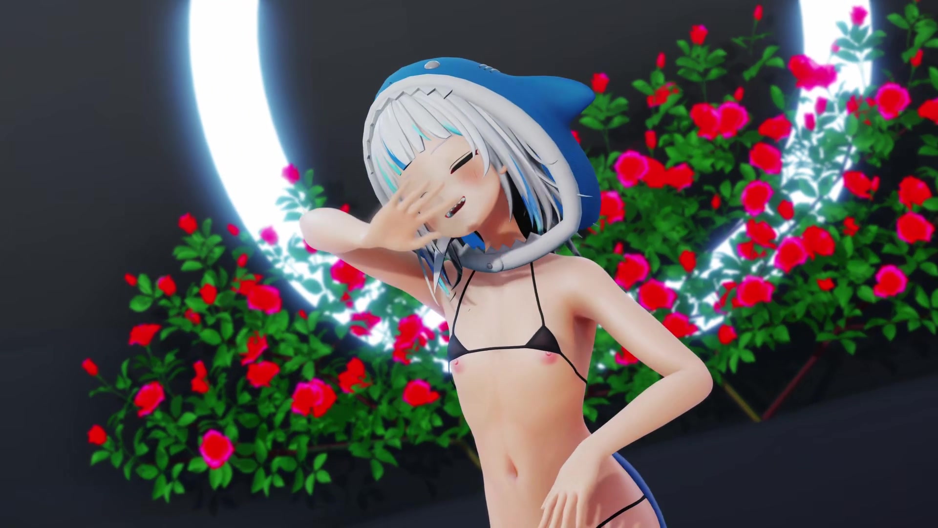 Striptease galactique de gawr gura avec tentacules et hermaphrodite