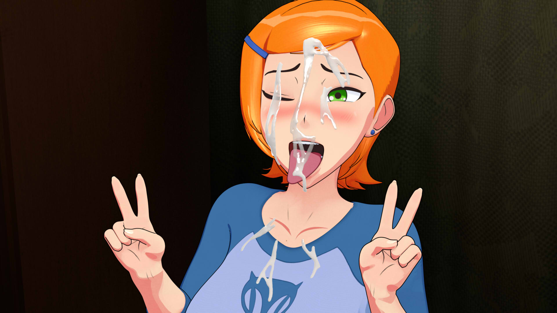 Gwen gives raven a naughty head