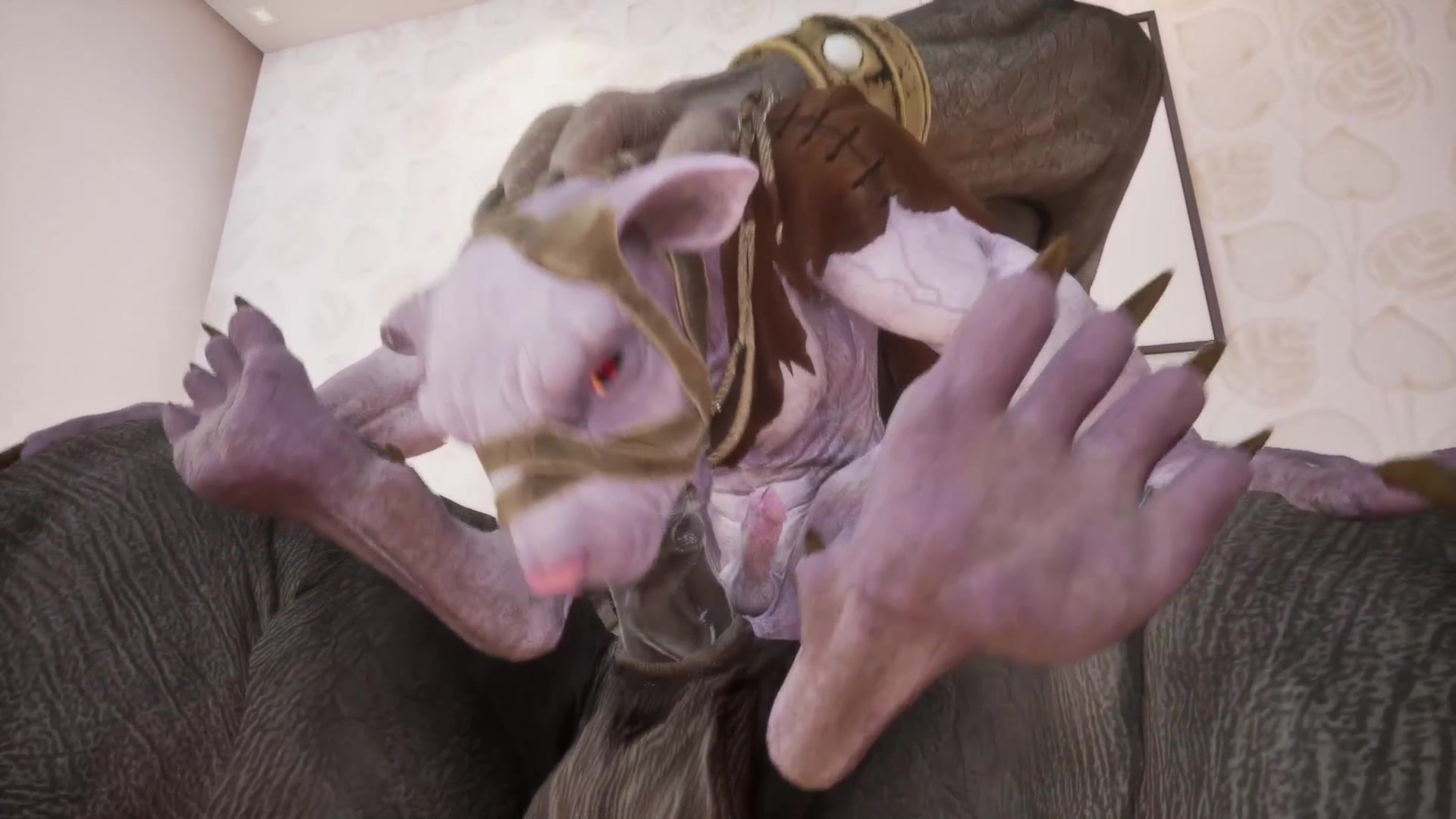 كركديه مزدوج الجنس ثريو يتناك الفأر والحيوان الأليف