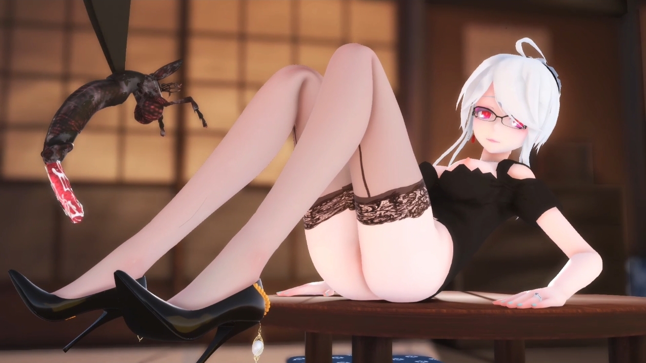 Soie noire chaude haku tentacule futa écchi