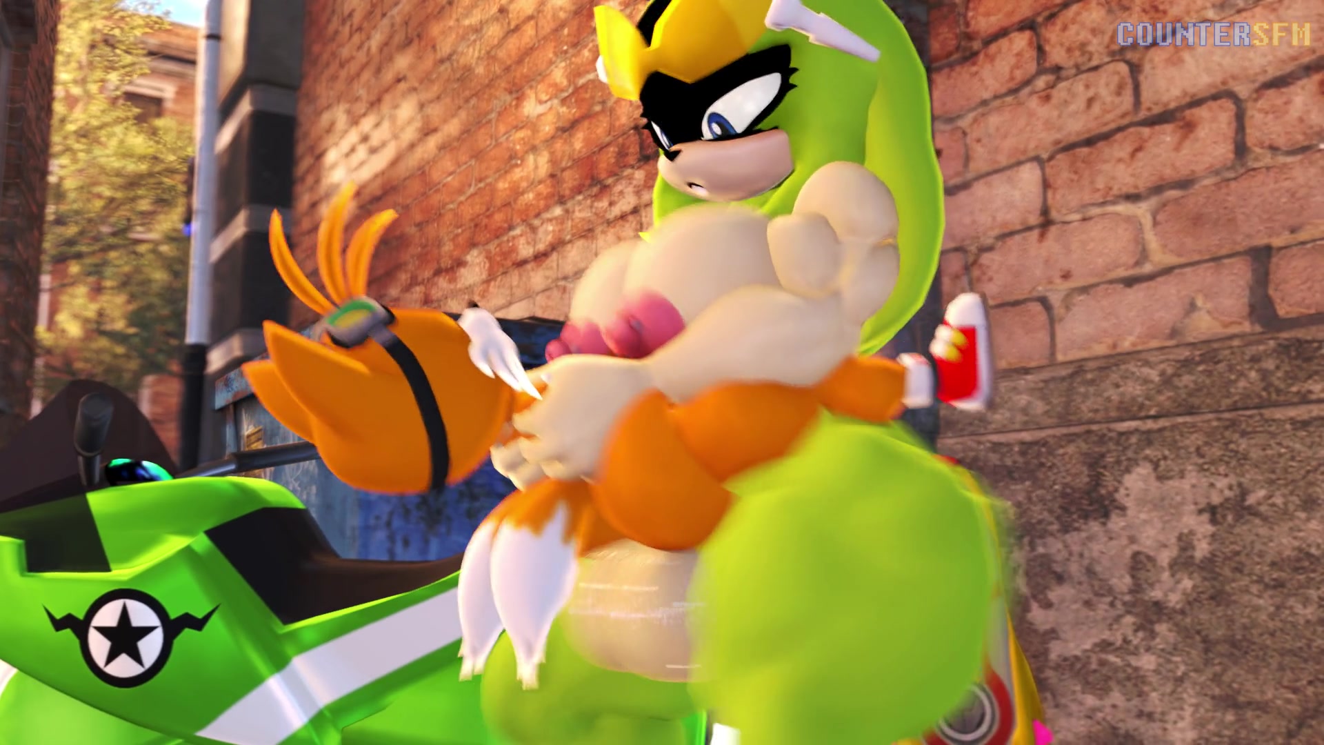 フータサージがいたずらレースでテイルスにまたがる