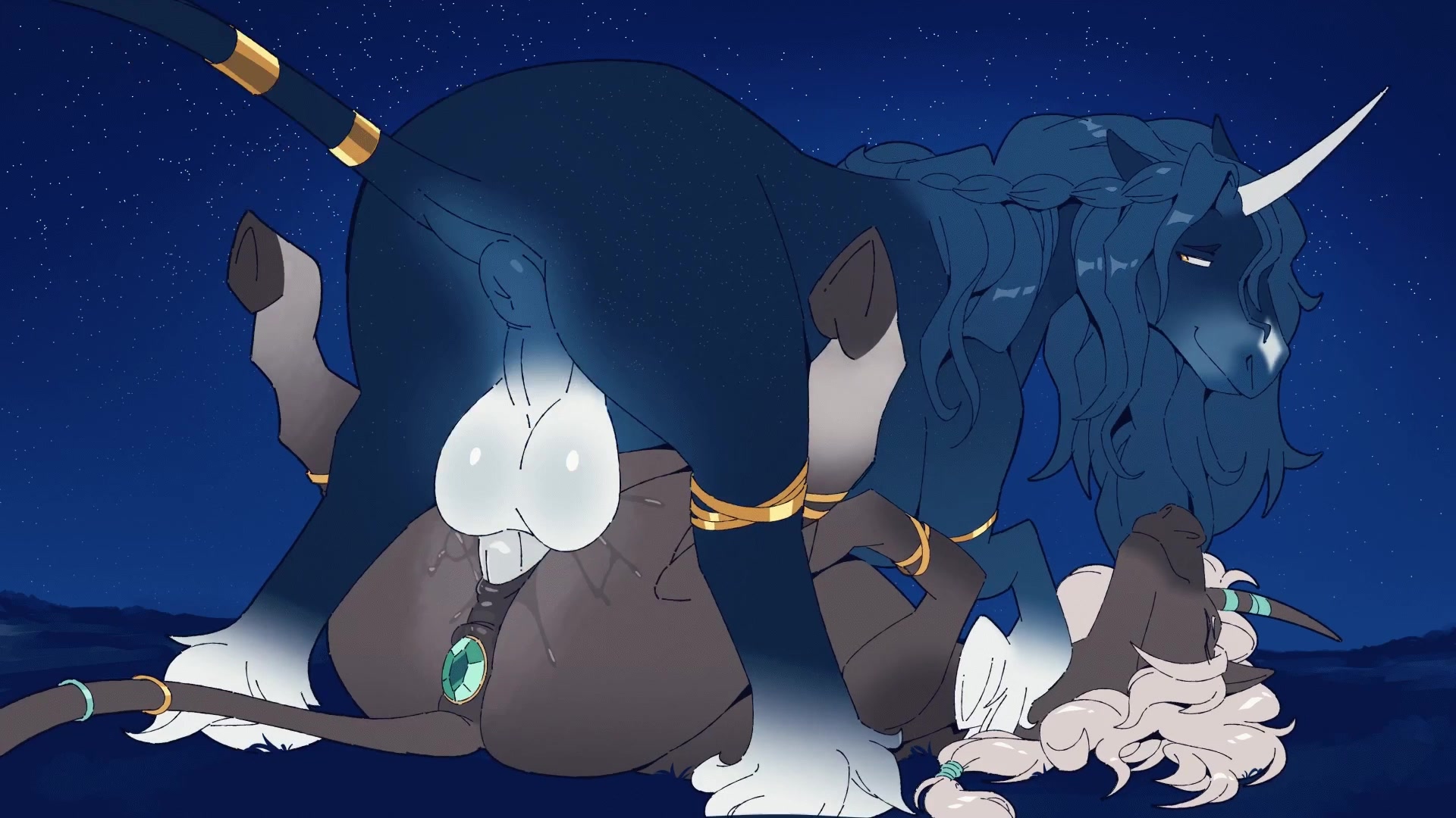 Apareamiento erótico de caballo mitológico