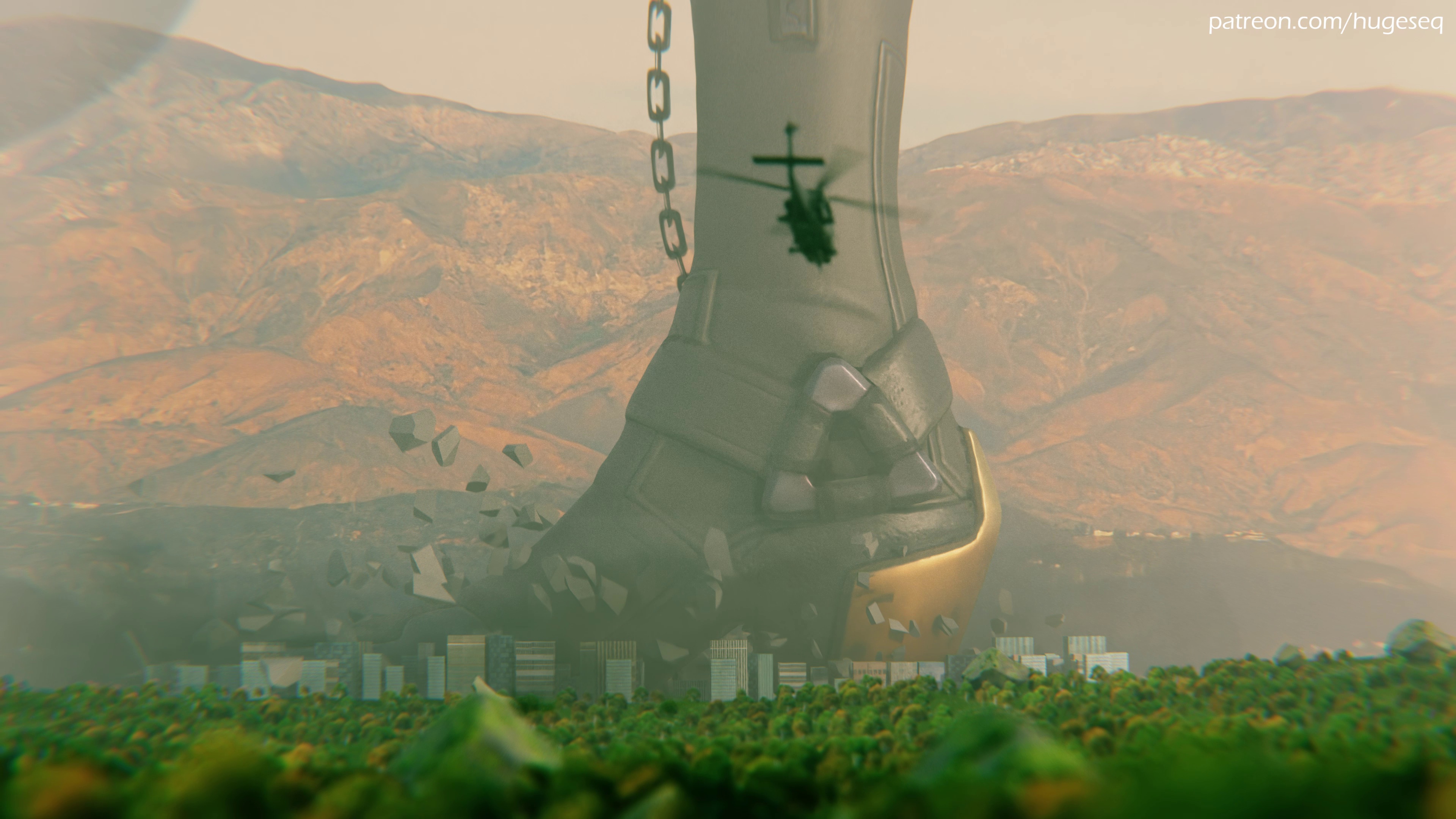 Giganta ashe anda sobre a cidade