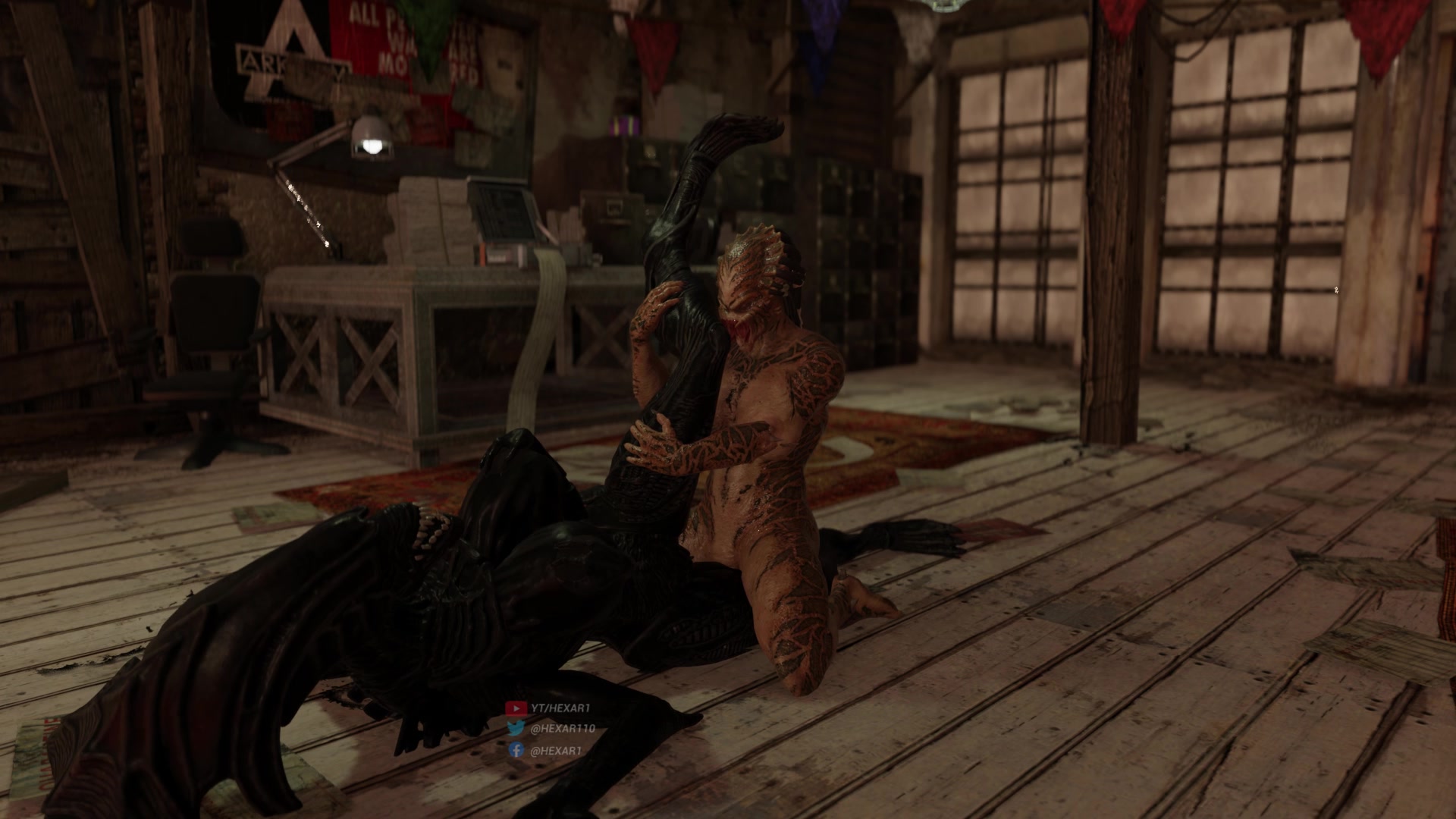 Die herrschaft der yautja-königin durch eine futa-räuberin