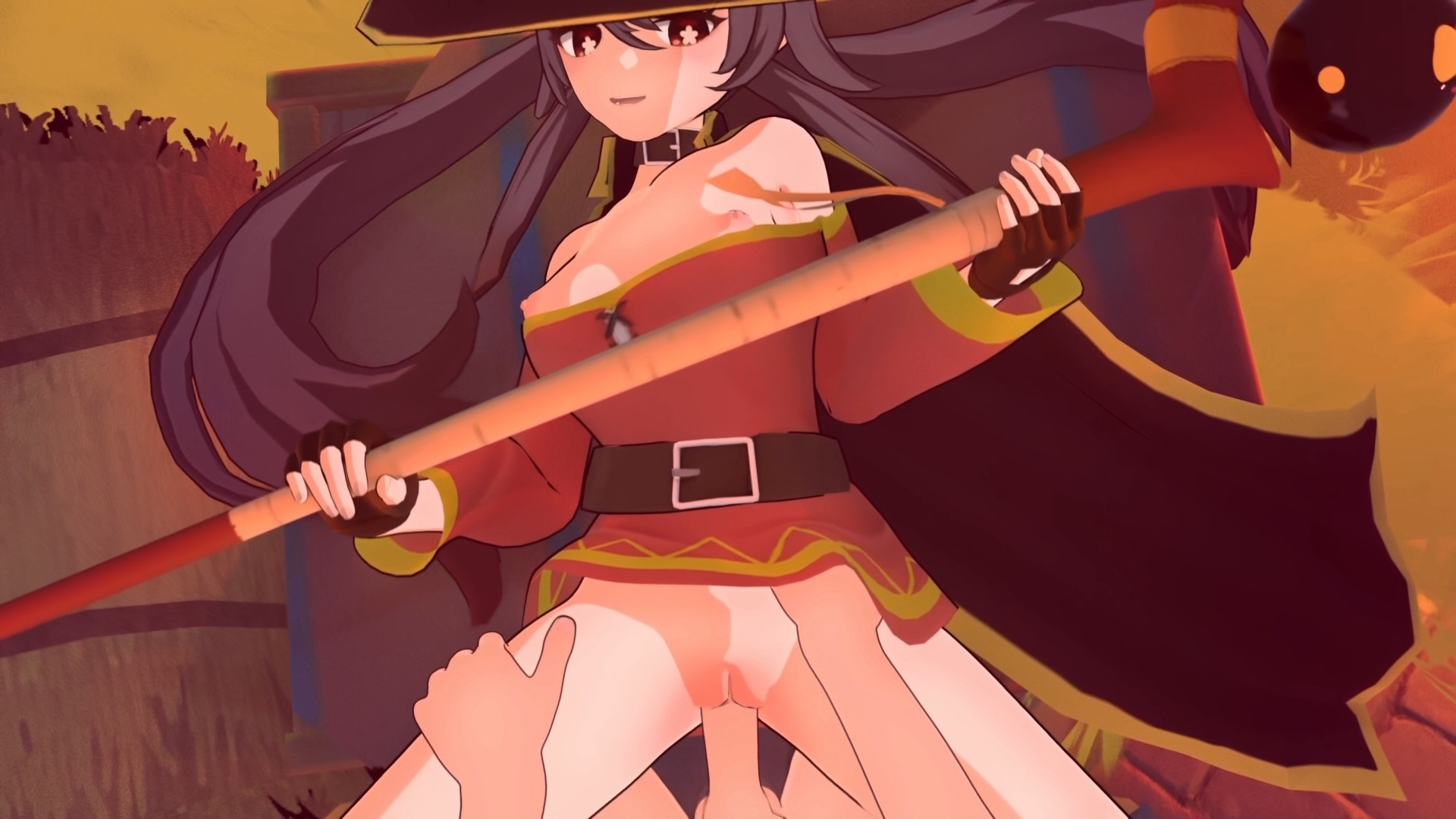 Genshin impact hu tao megumin cosplay animation