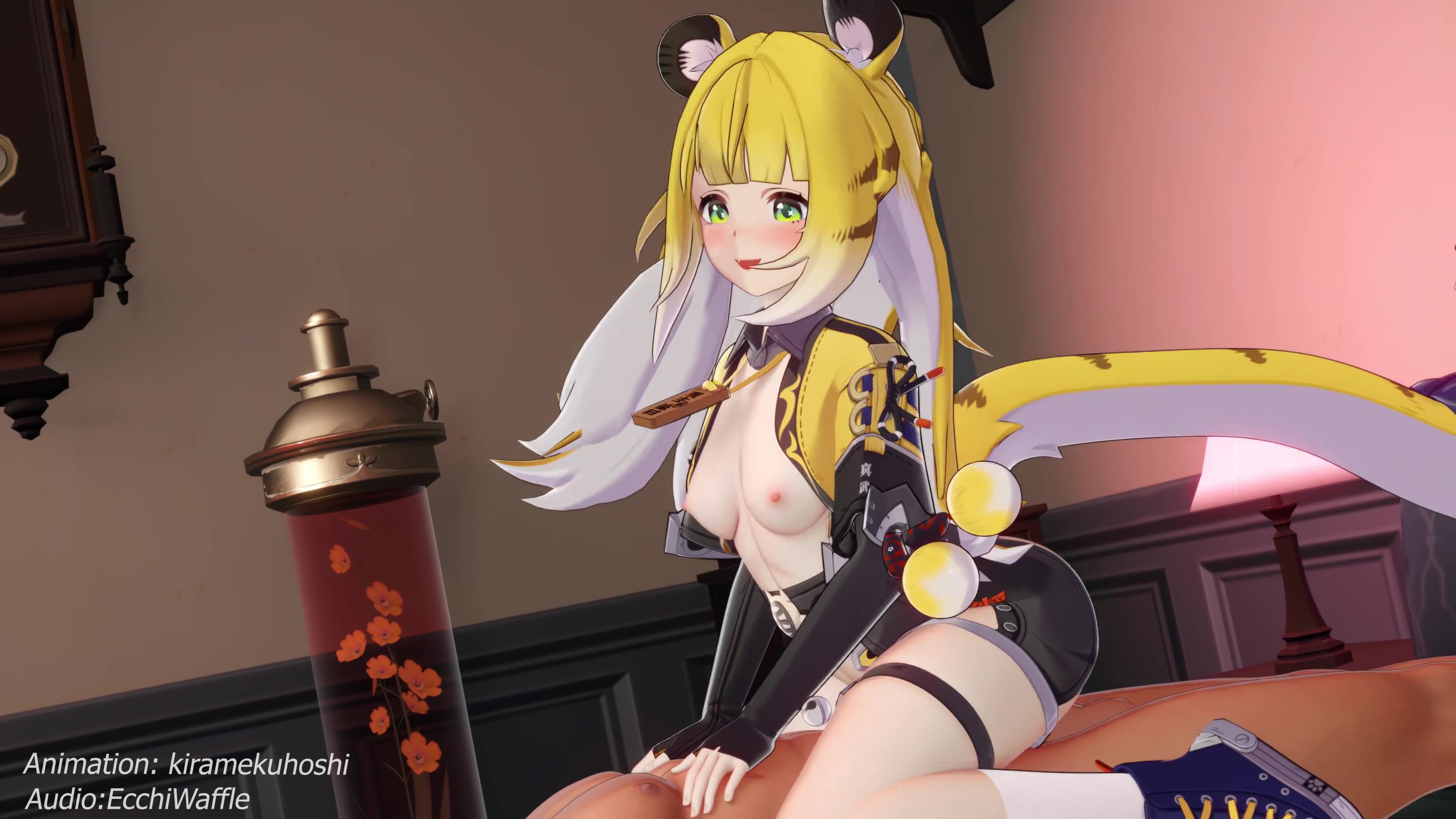 Colegiala futanari montando tentáculos