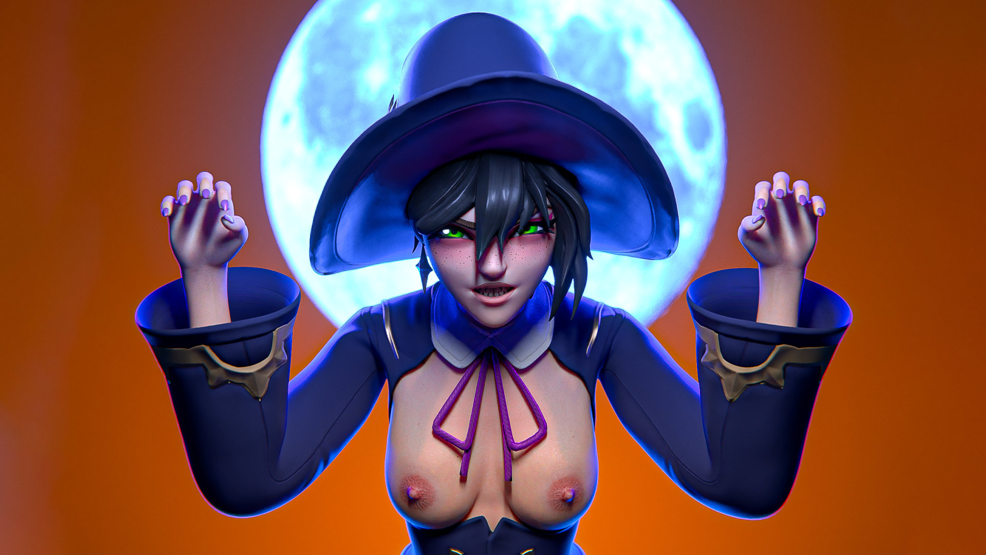 डरावनी हैलोवीन टेंटाकल फूटनारी स्कूली छात्रा इच्छा