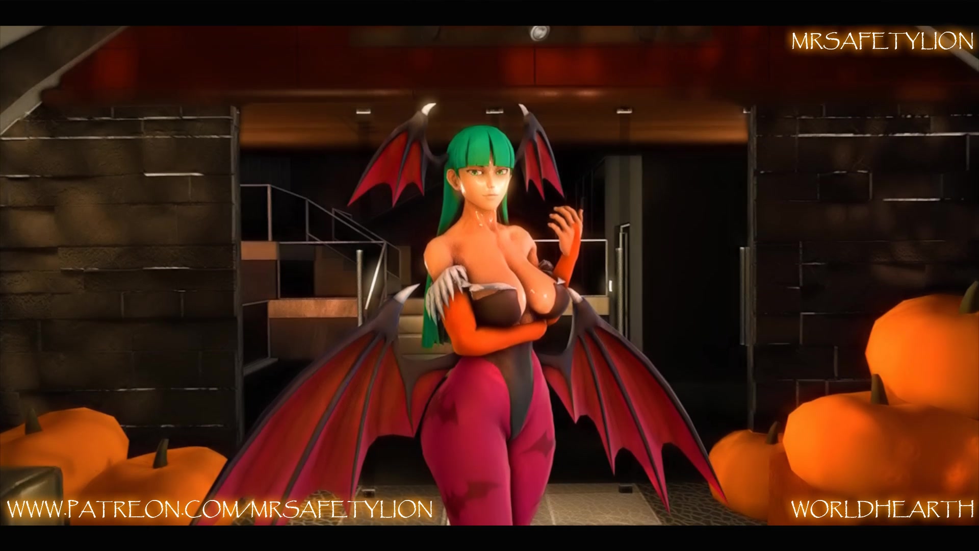 莫莉根·安斯兰瞬间败北，触手扶她色情