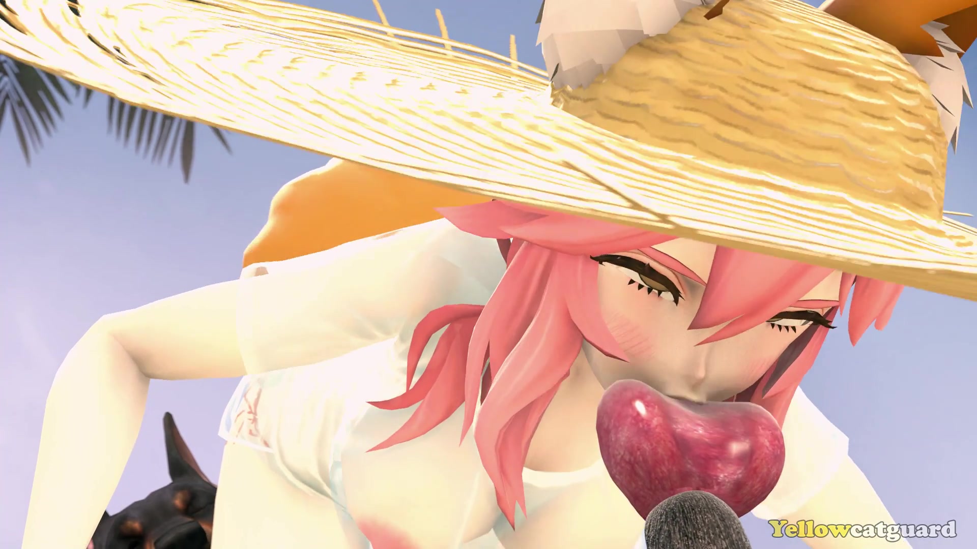 Naughty tamamo x dog futanari tentacle ecchi