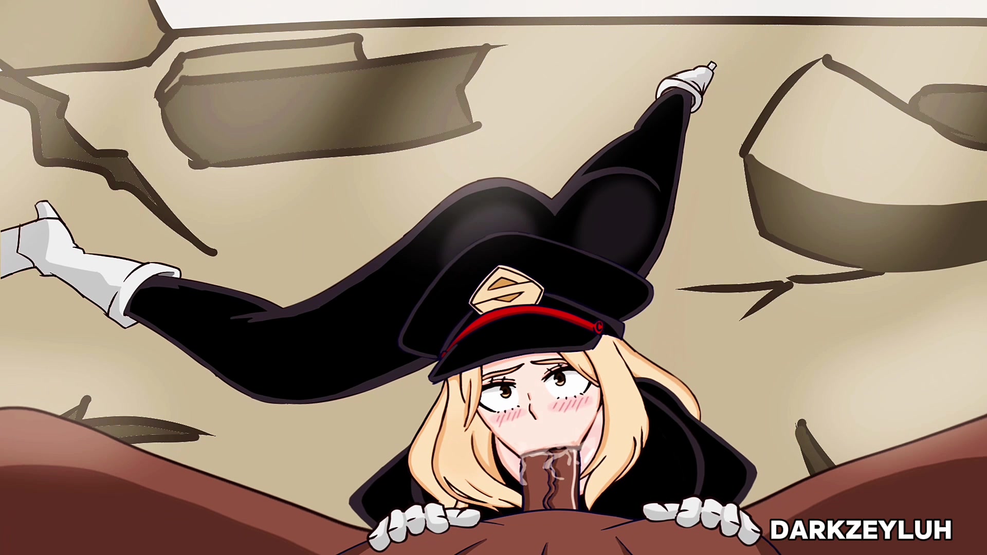 кэсси глубоко заглатывает огромный чёрный член