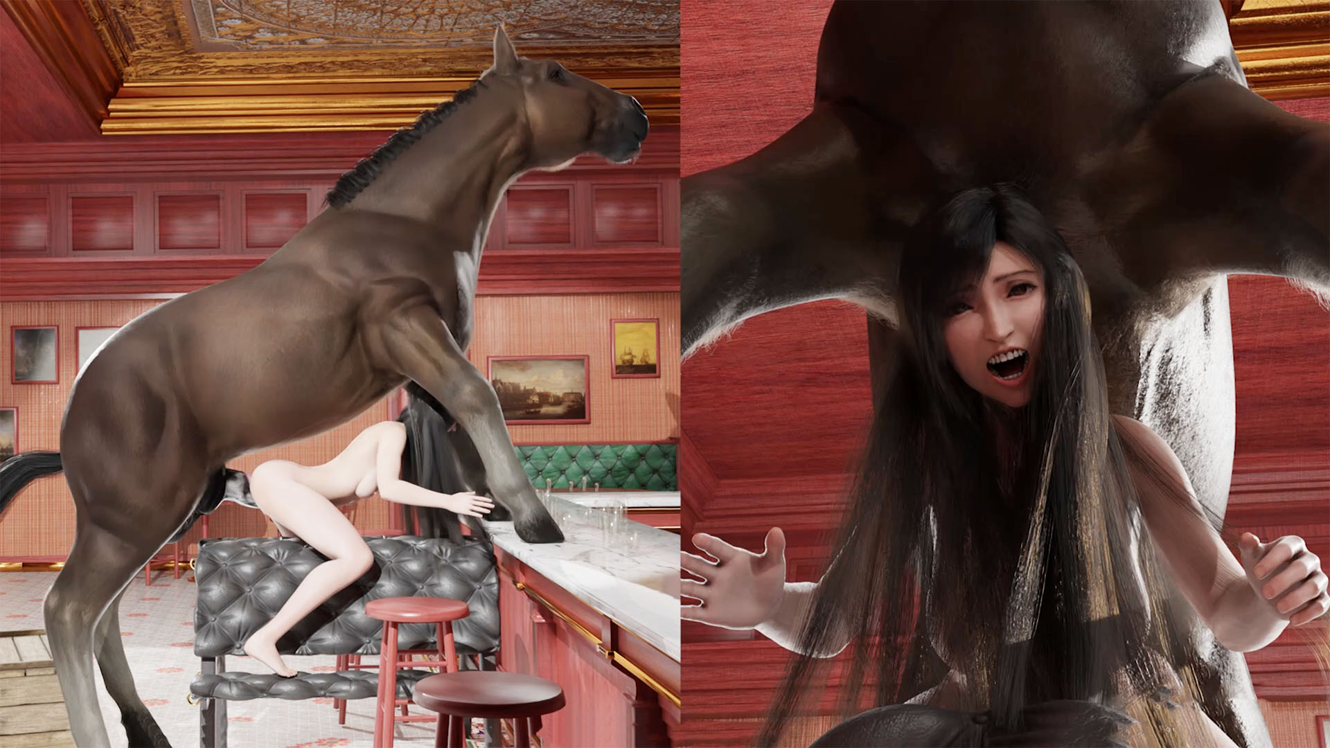 Tifa's naughty horse bar futanari tentacle