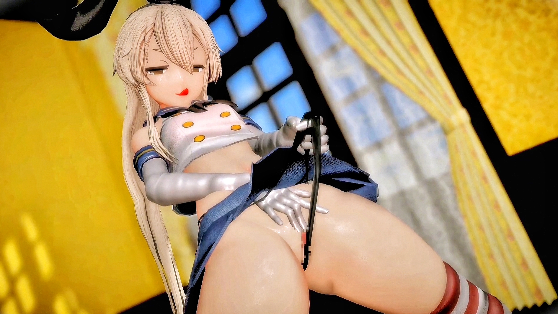Shimakaze se masturbe en string [r18] aobee