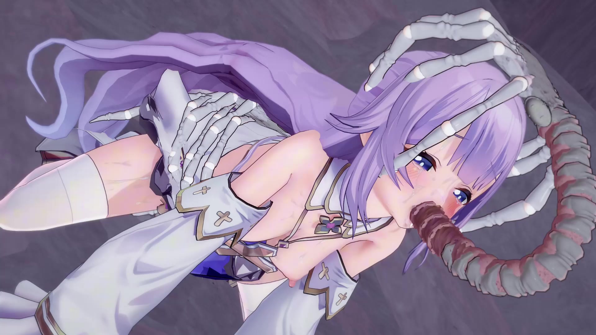 Colegiala futanari con tentáculos huluhulu en acción