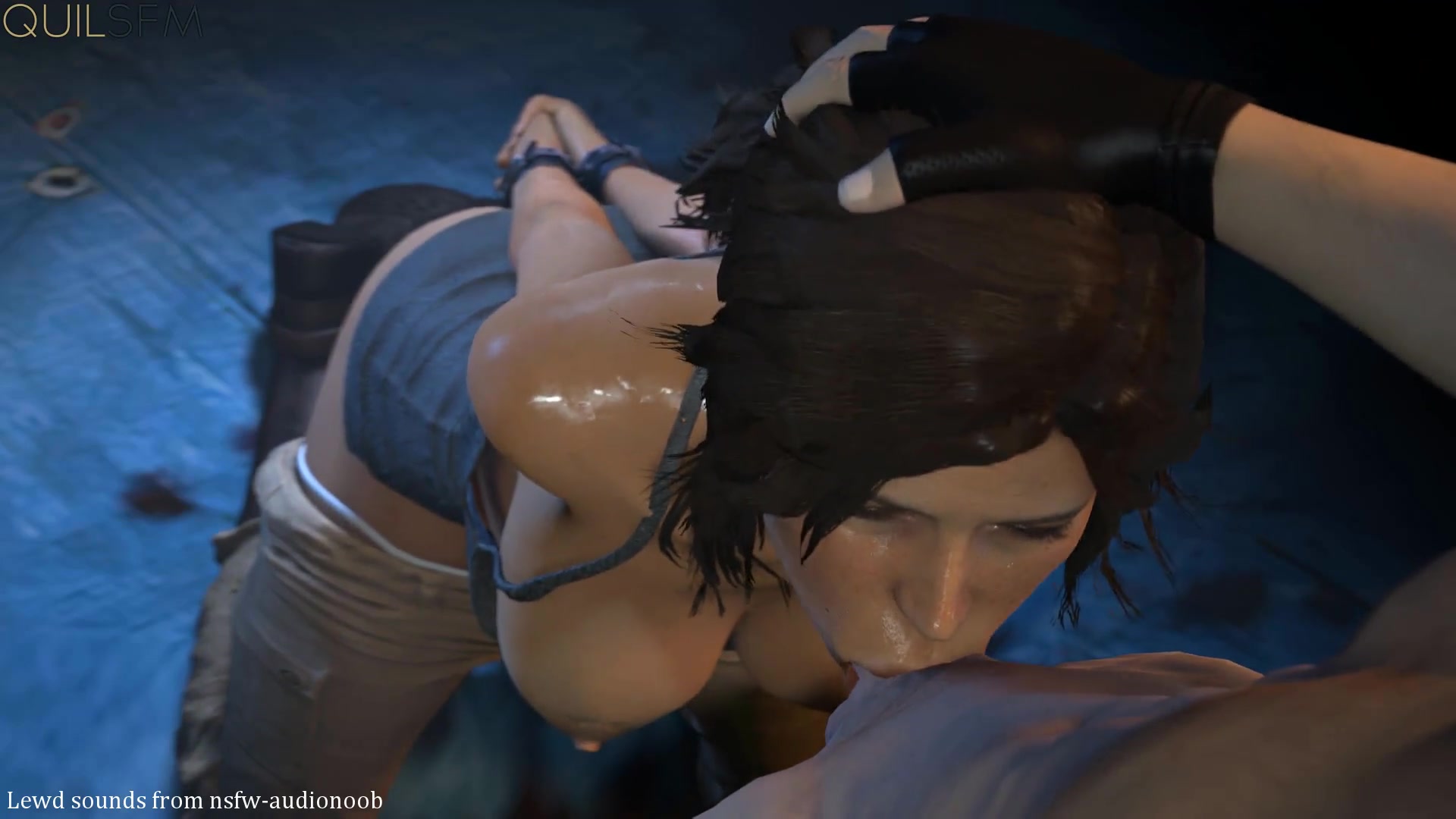 لارا كروفت الجذابة مص عميق